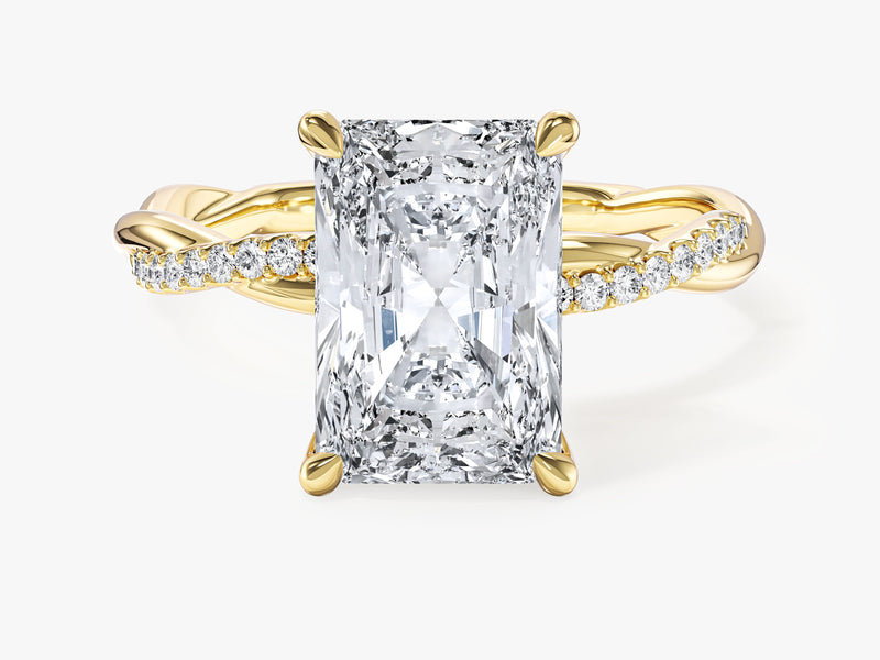 Twist Labordiamant Verlobungsring im Radiantschliff mit Seitensteinen (3,00 CT TW)