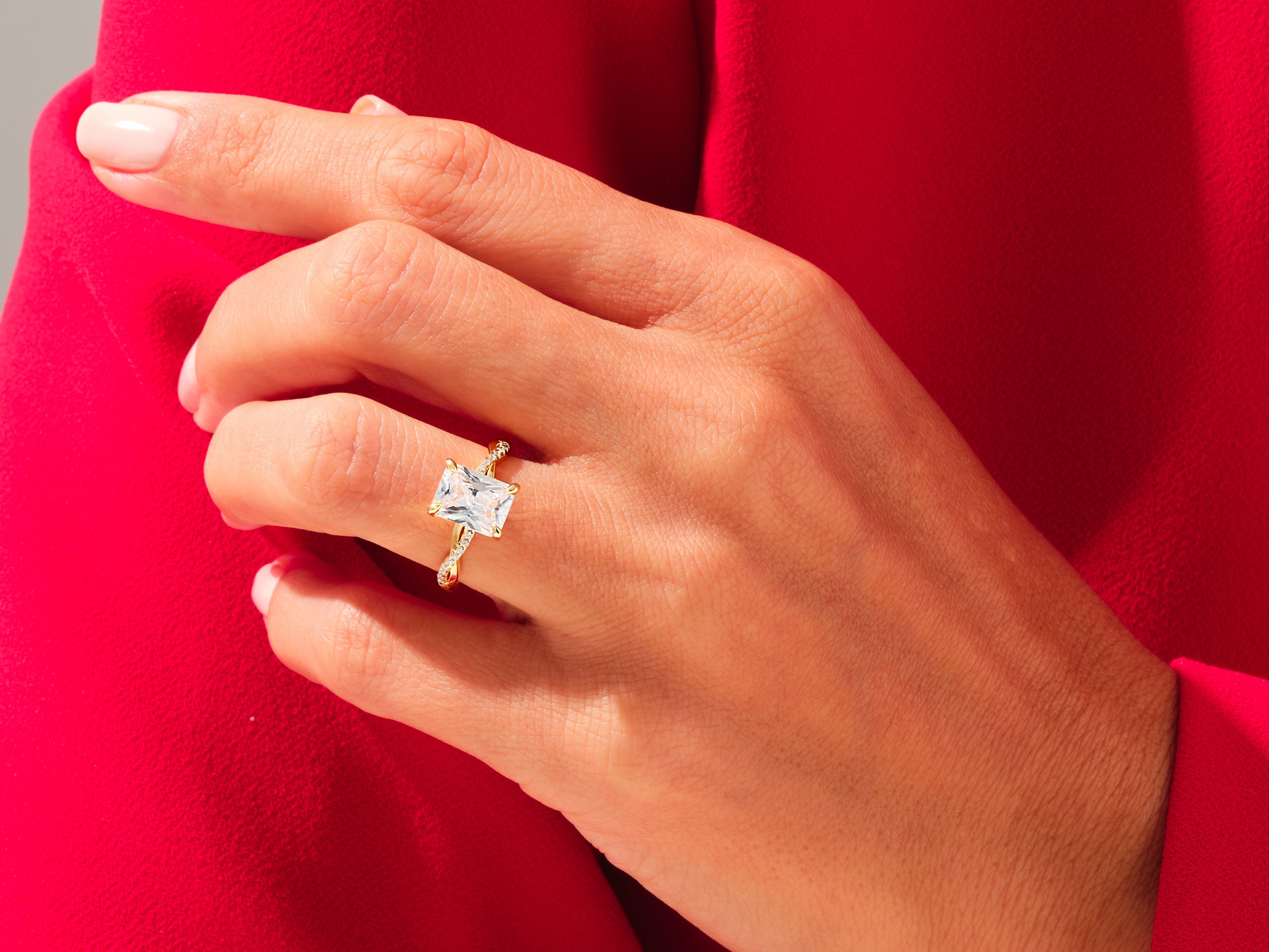 Diamond engagement ring on hand, luxury jewelry for women