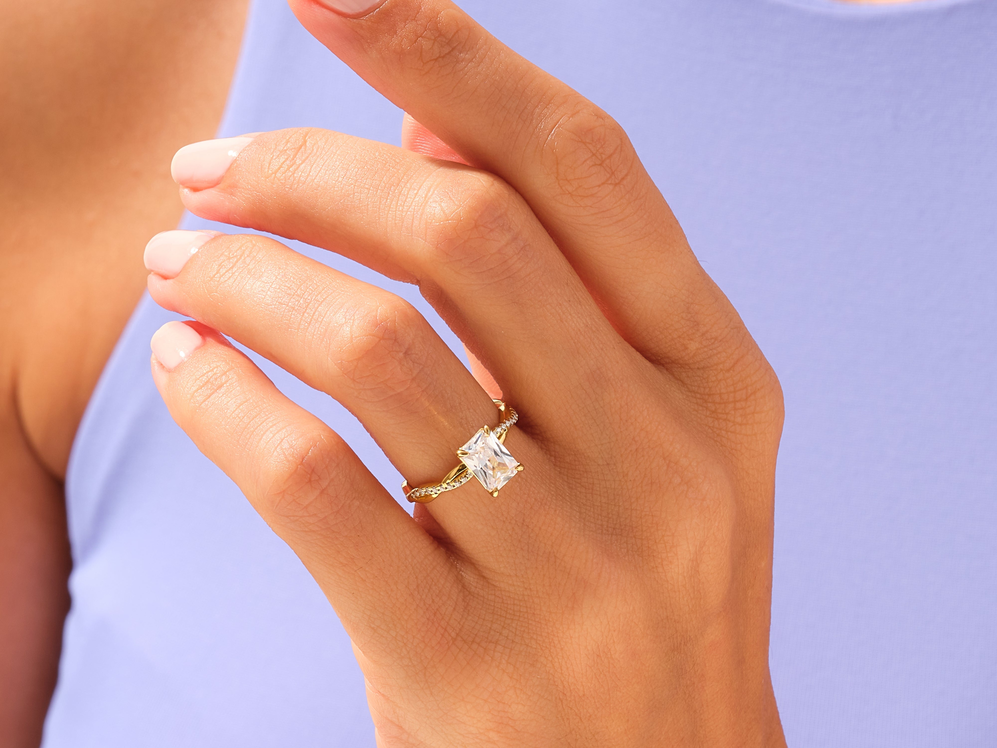 Gold diamond ring on hand, jewelry for her