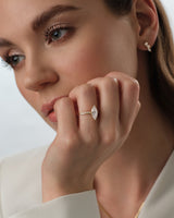 Marquise Twisted Lab Grown Diamond Engagement Ring with Pave Set Side Stones (1.50 CT)