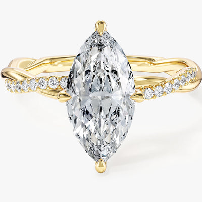 Twist Moissanit Verlobungsring im Marquiseschliff mit Seitensteinen (2,00 CT)