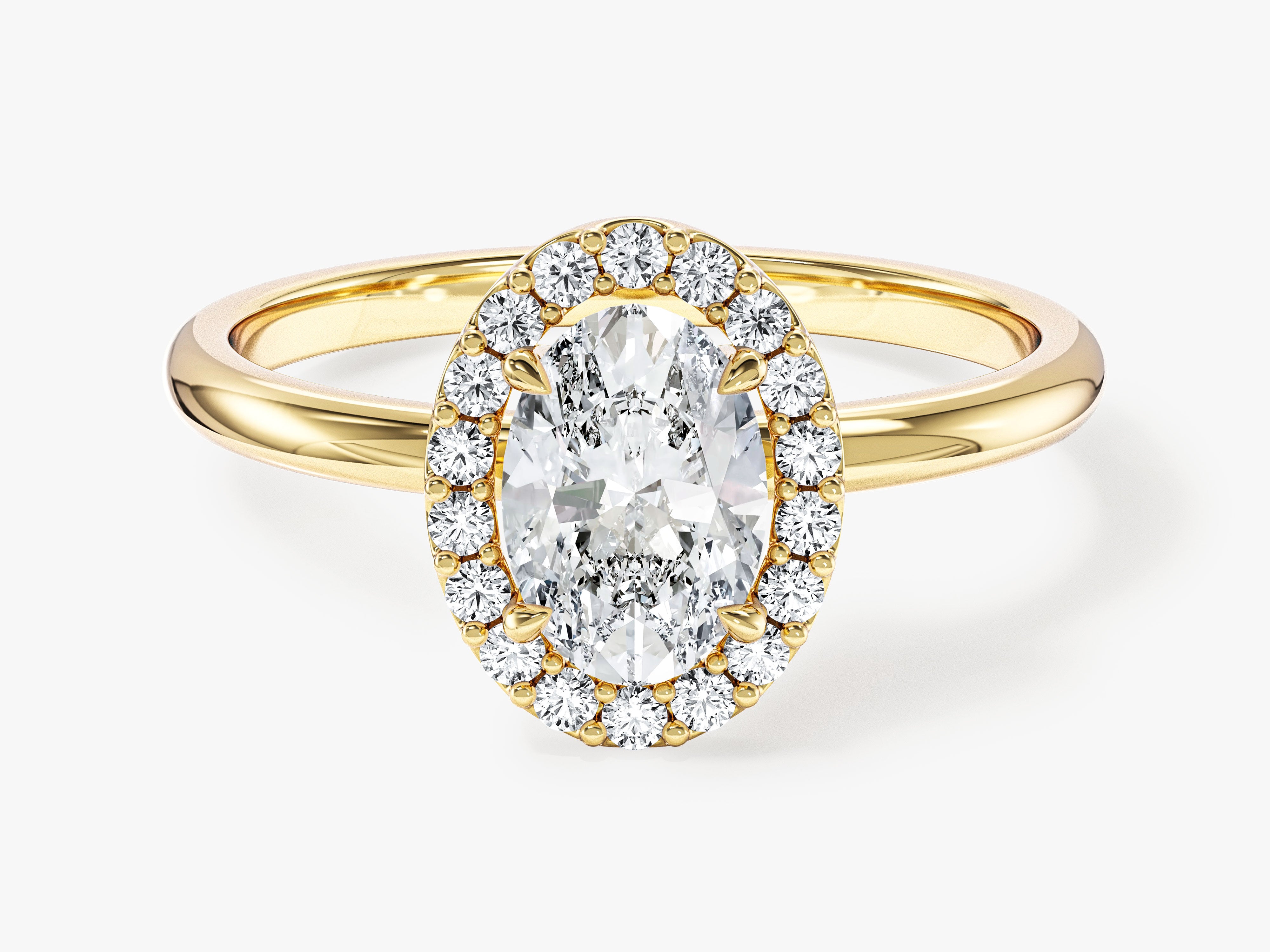 Moissanit Verlobungsring im Ovalschliff Halo (1.00 CT)