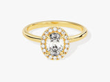 Moissanit Verlobungsring im Ovalschliff Halo (1.00 CT)