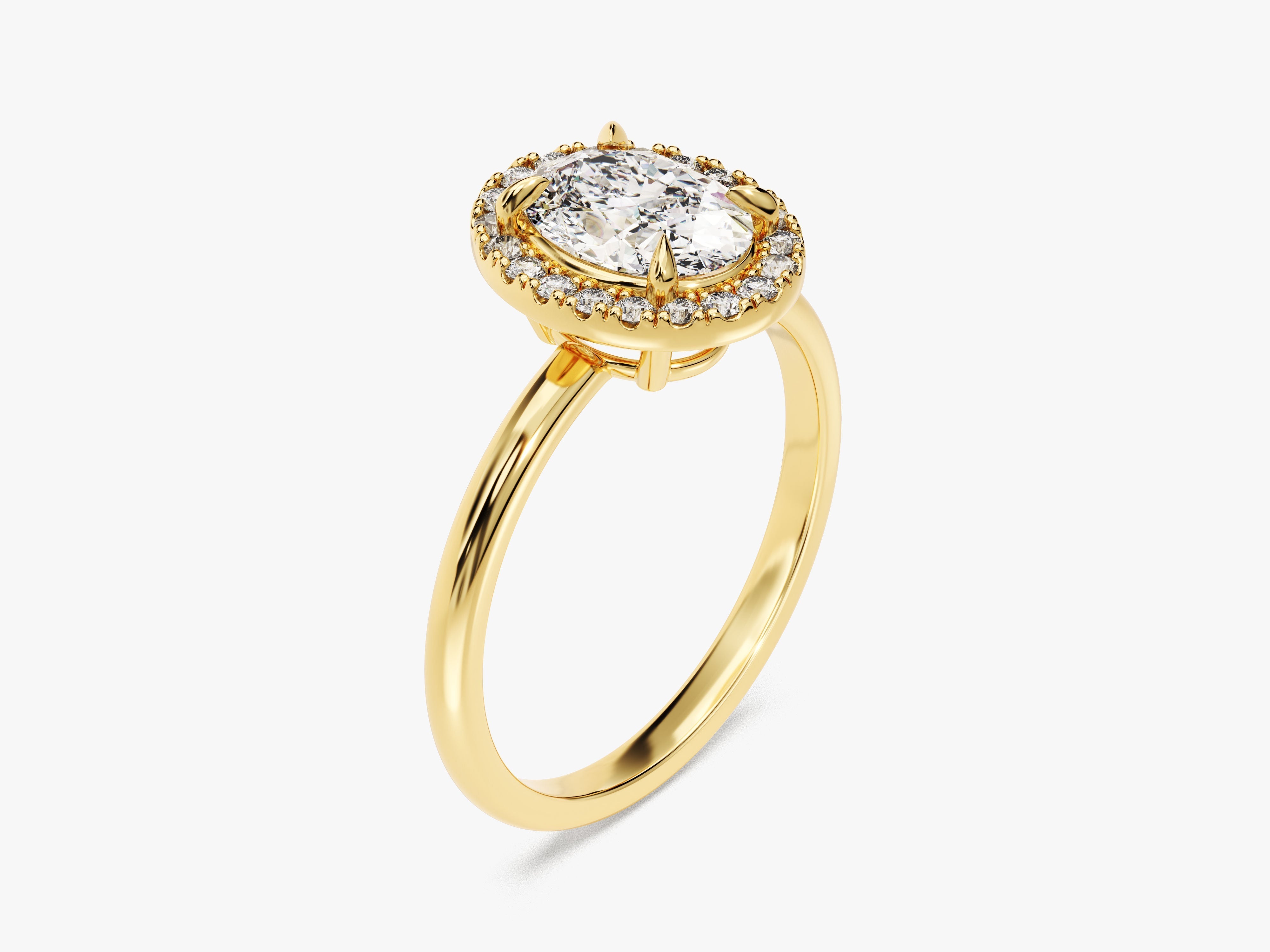 Moissanit Verlobungsring im Ovalschliff Halo (1.50 CT)