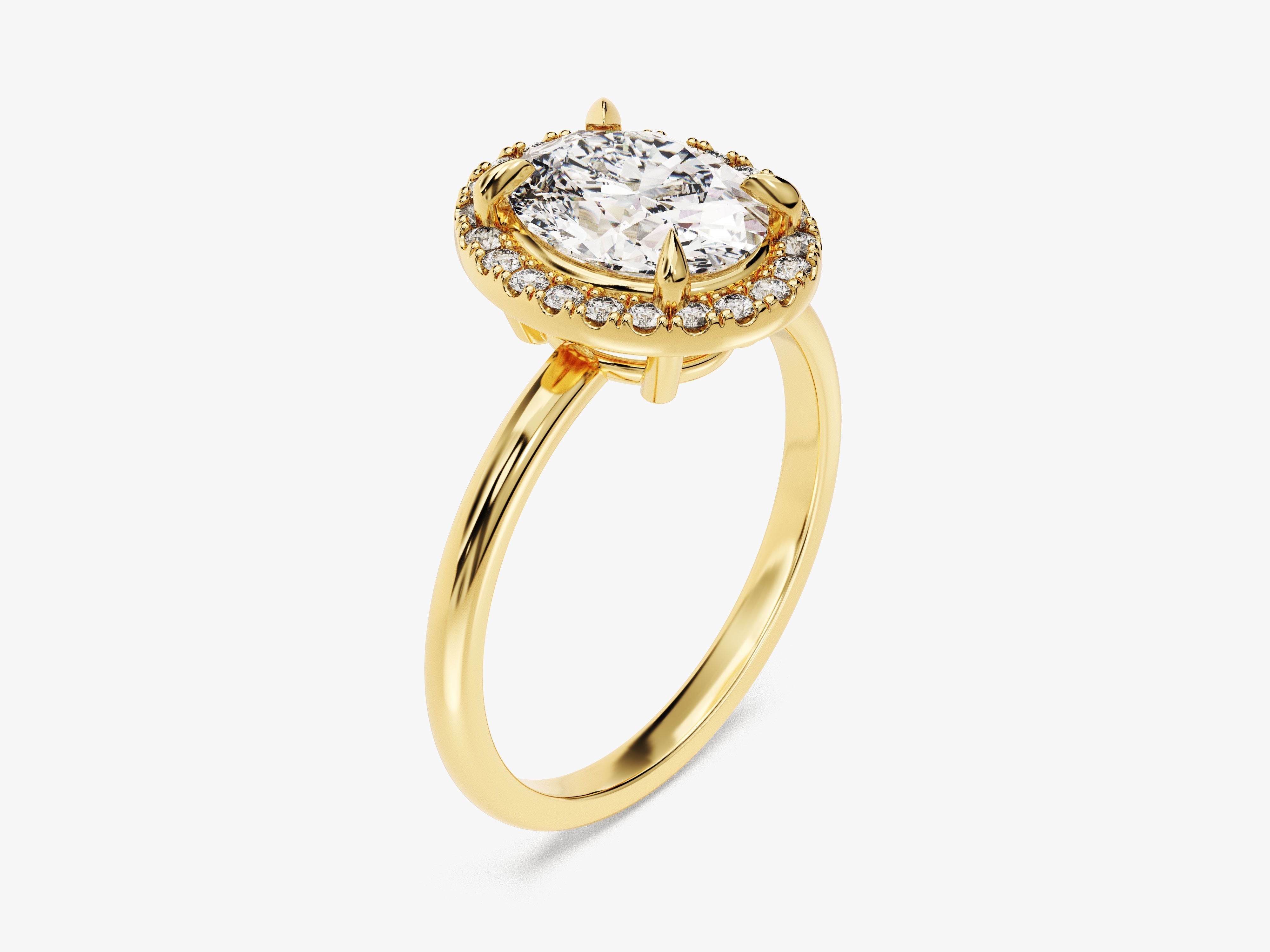 Moissanit Verlobungsring im Ovalschliff Halo (2.00 CT)