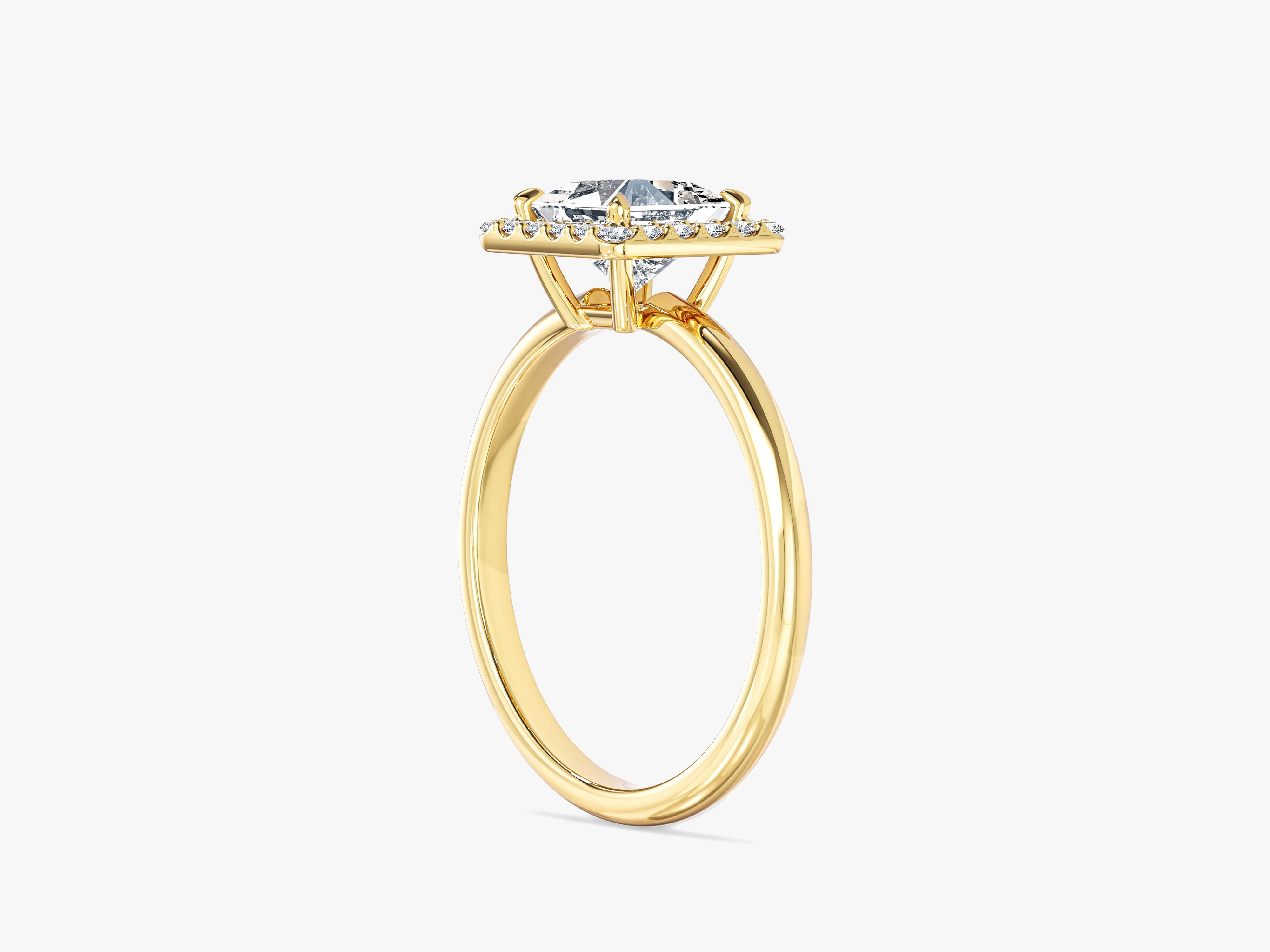 Moissanit Verlobungsring im Prinzessschliff Halo (1,00 CT)