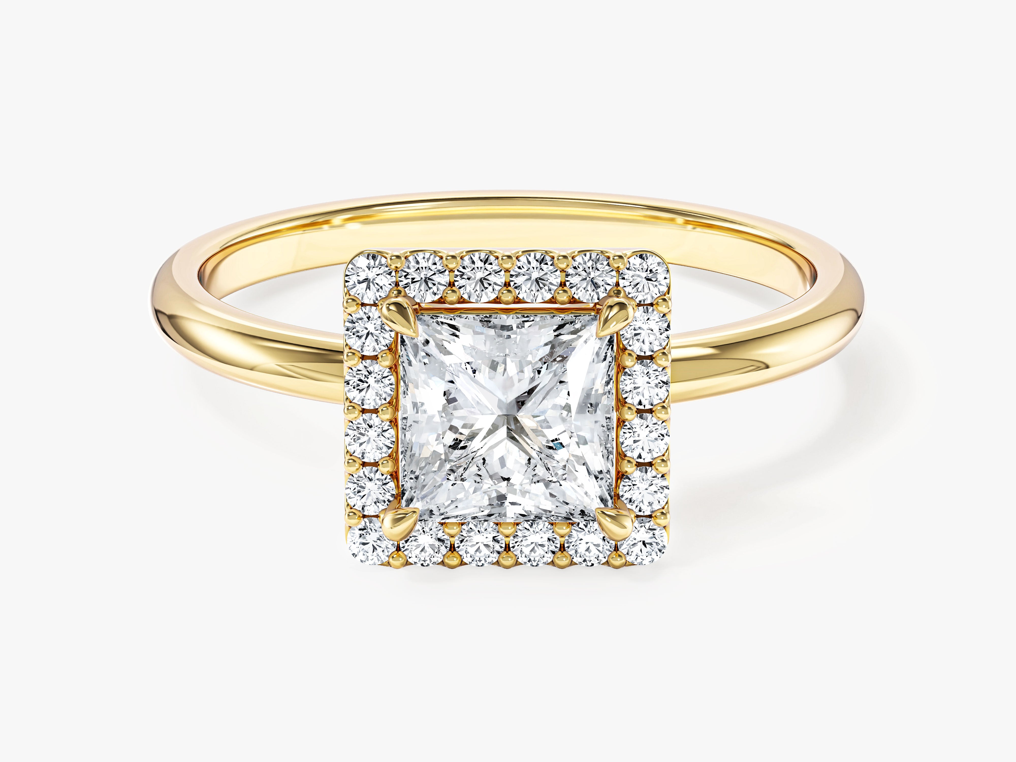 Moissanit Verlobungsring im Prinzessschliff Halo (1,00 CT)