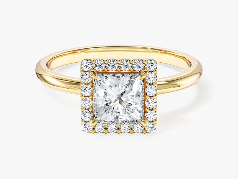 Moissanit Verlobungsring im Prinzessschliff Halo (1,00 CT)