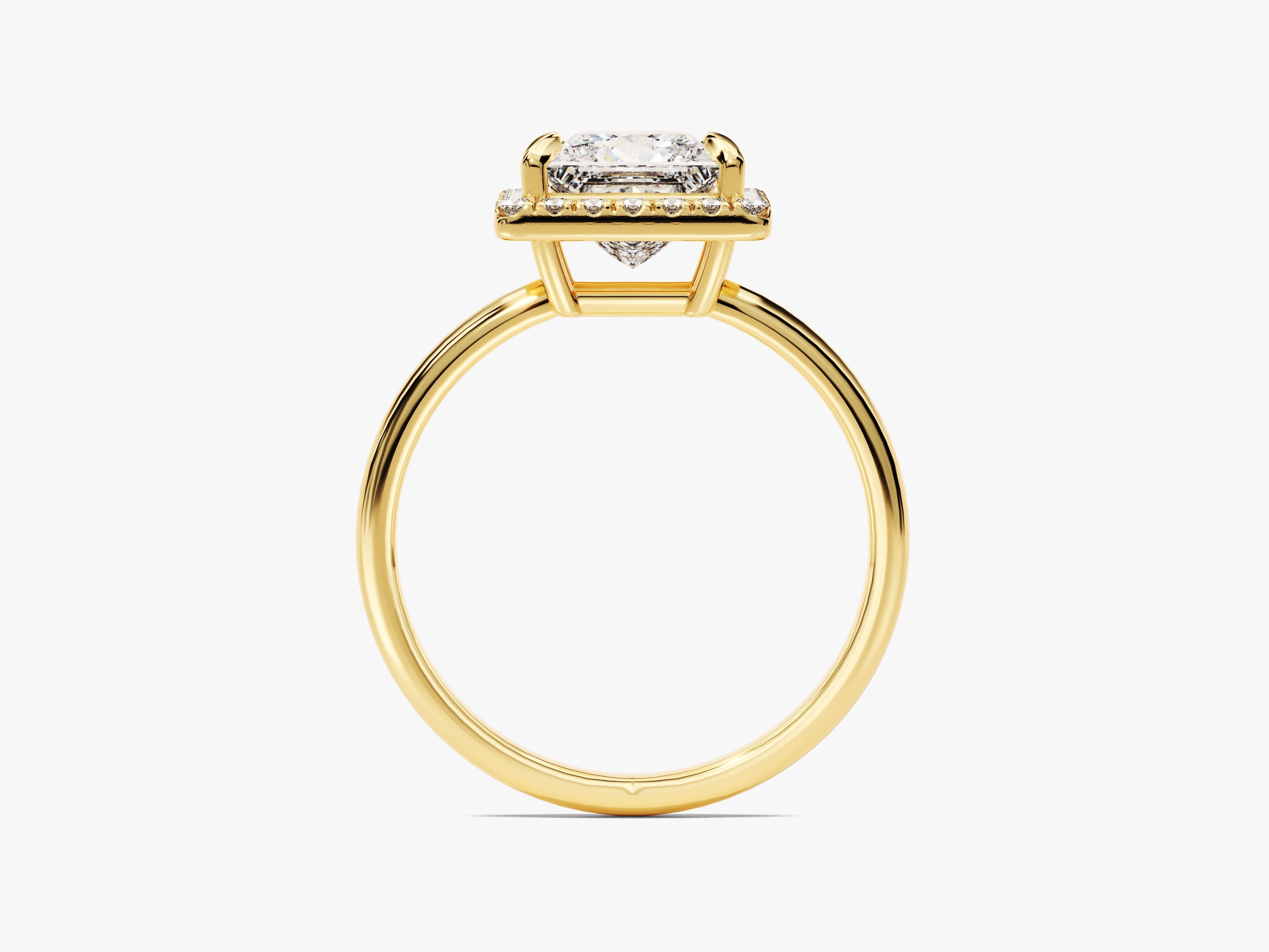 Moissanit Verlobungsring im Prinzessschliff Halo (1.50 CT)