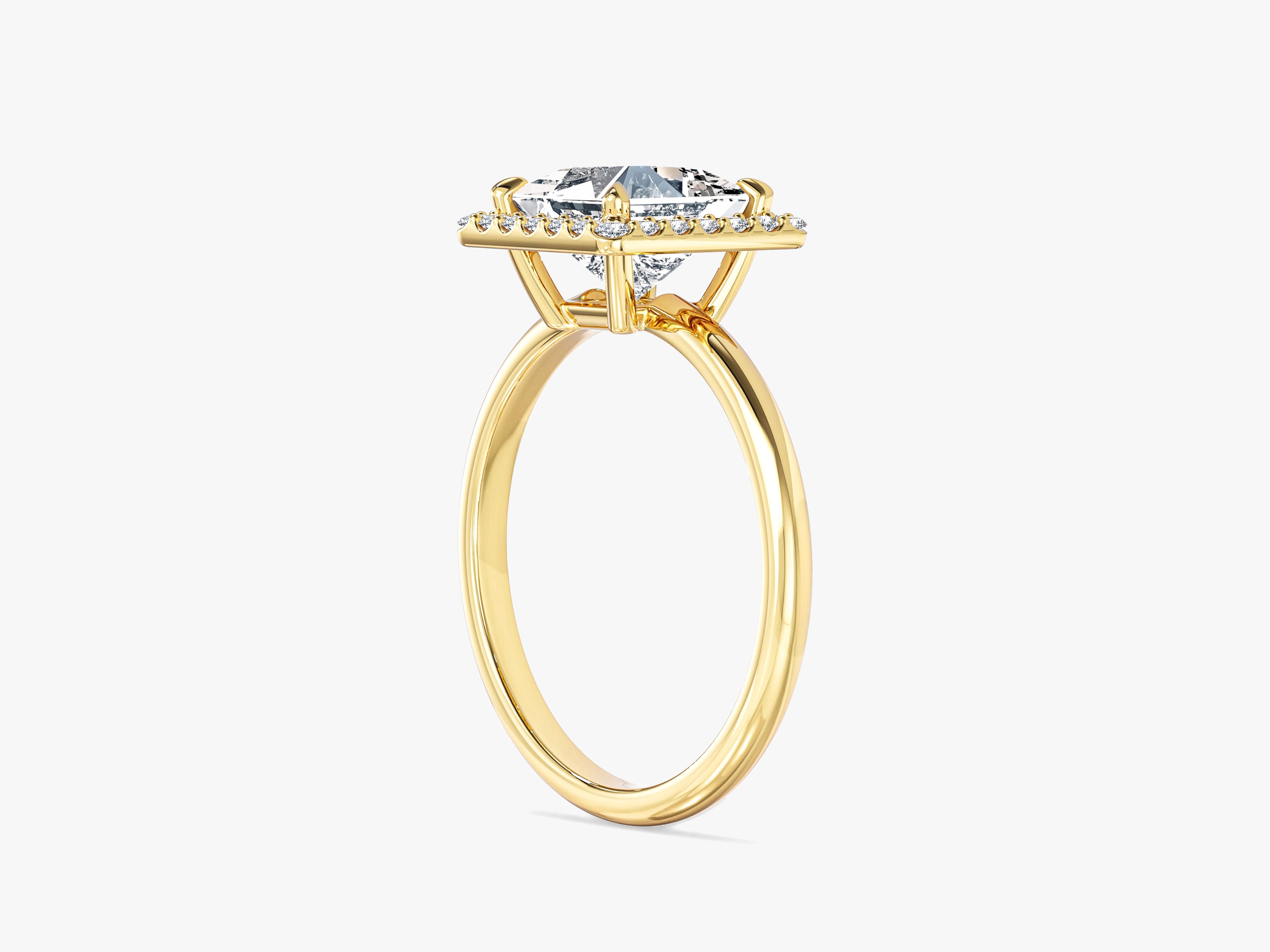 Moissanit Verlobungsring im Prinzessschliff Halo (1,50 CT)