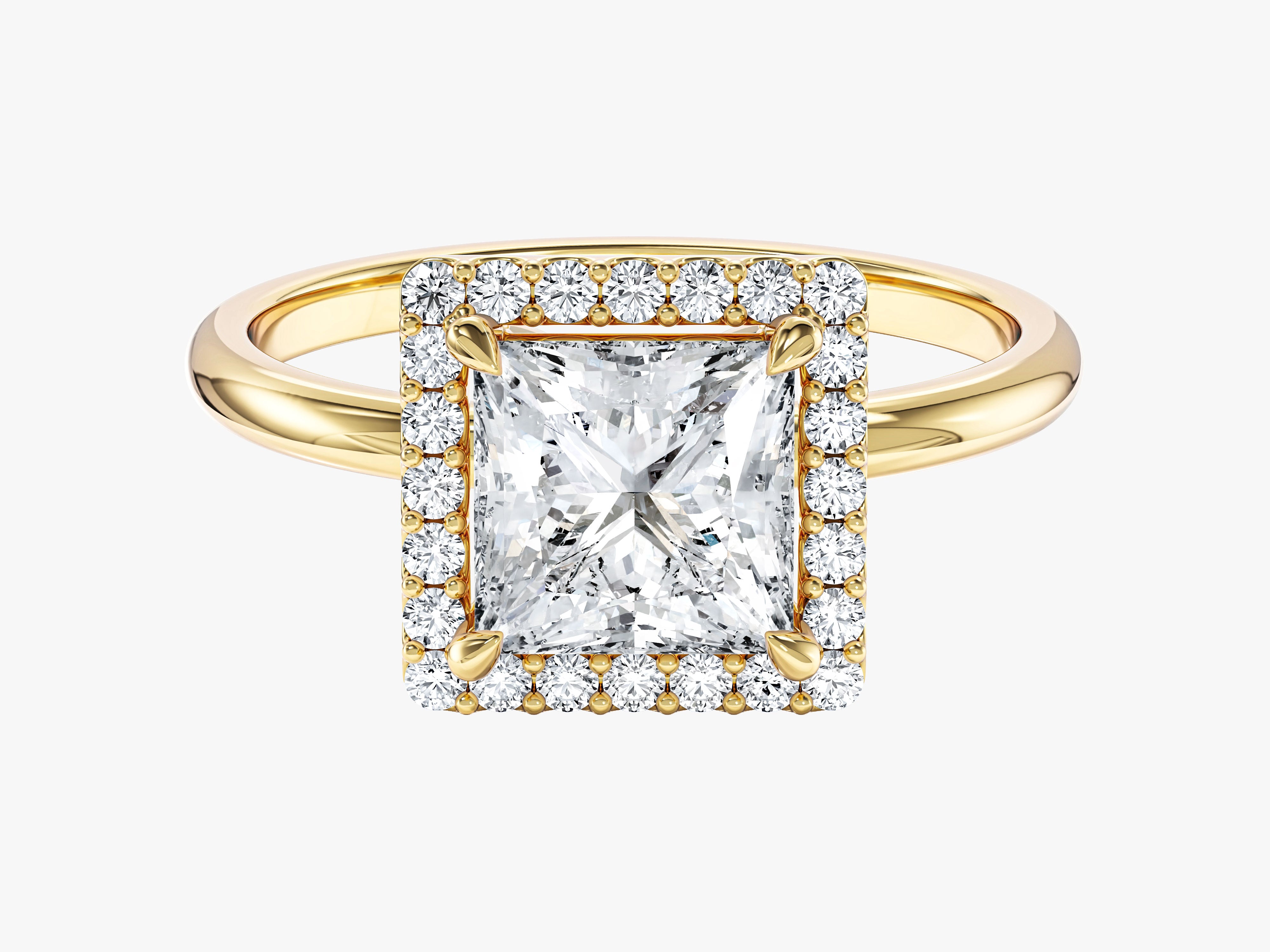 Moissanit Verlobungsring im Prinzessschliff Halo (1,50 CT)