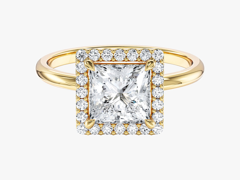 Moissanit Verlobungsring im Prinzessschliff Halo (1,50 CT)