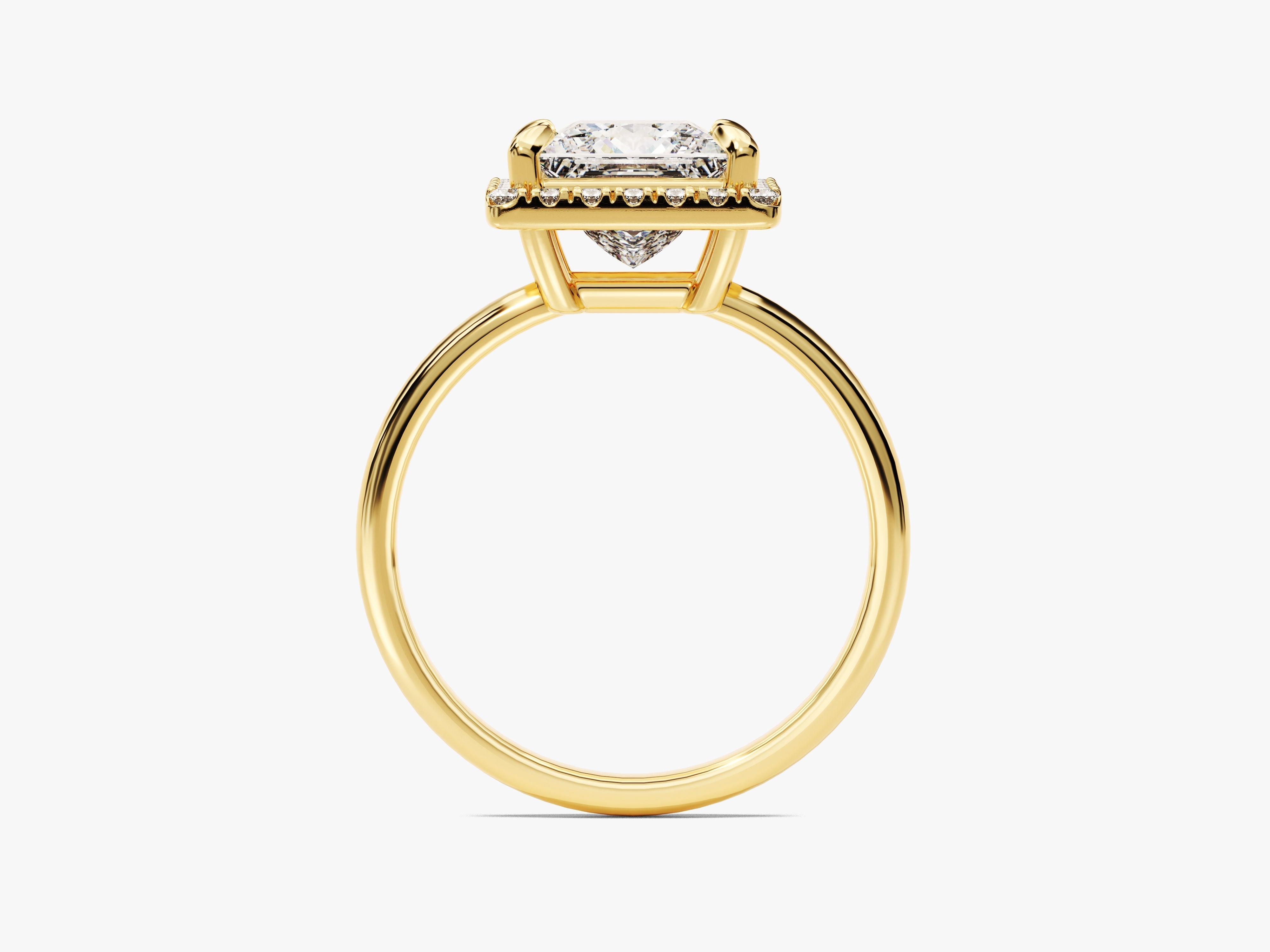 Moissanit Verlobungsring im Prinzessschliff Halo (2.00 CT)