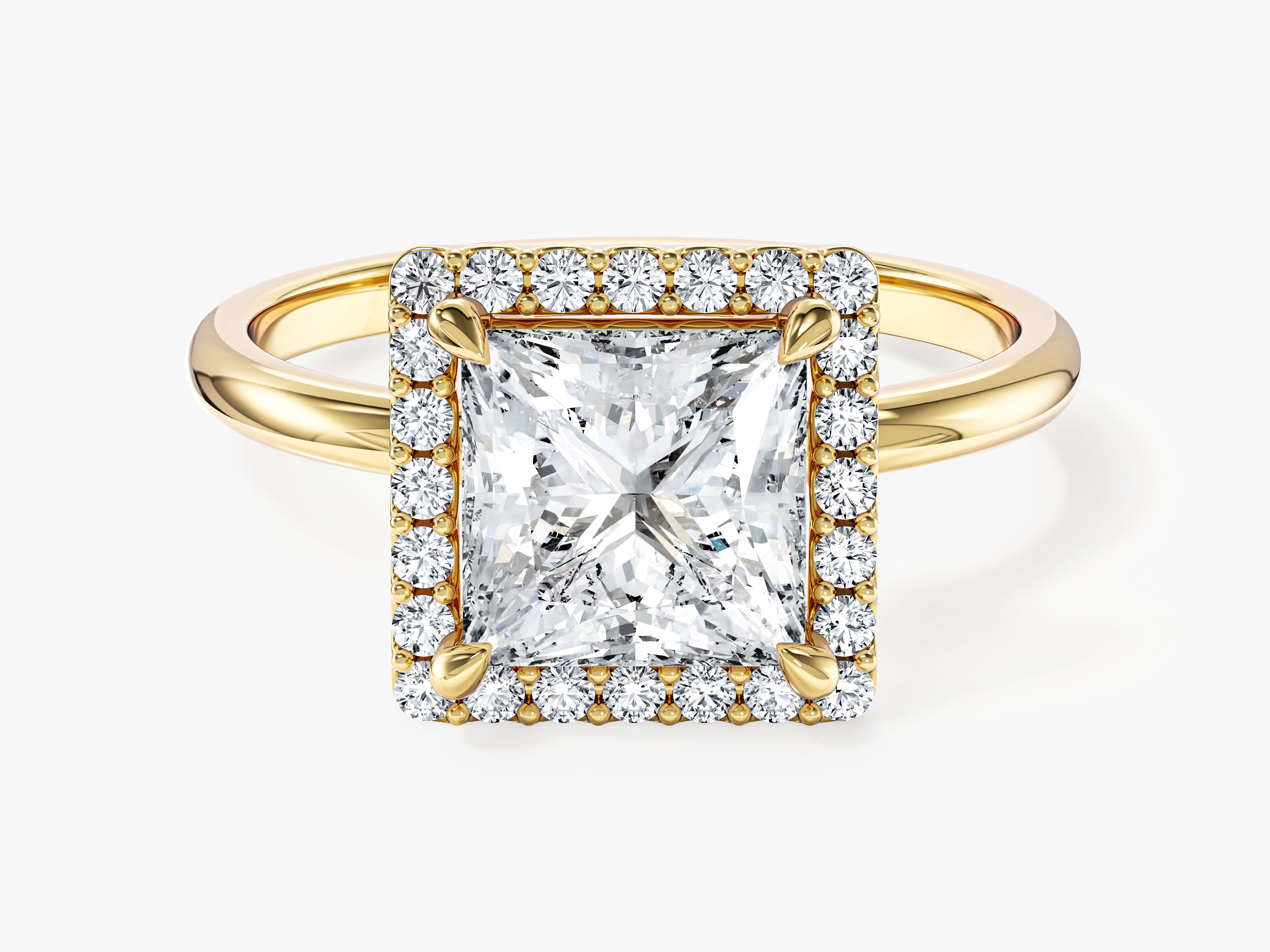 Moissanit Verlobungsring im Prinzessschliff Halo (2,00 CT)