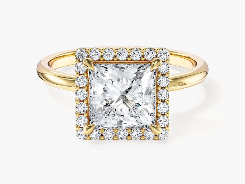 Moissanit Verlobungsring im Prinzessschliff Halo (2,00 CT)