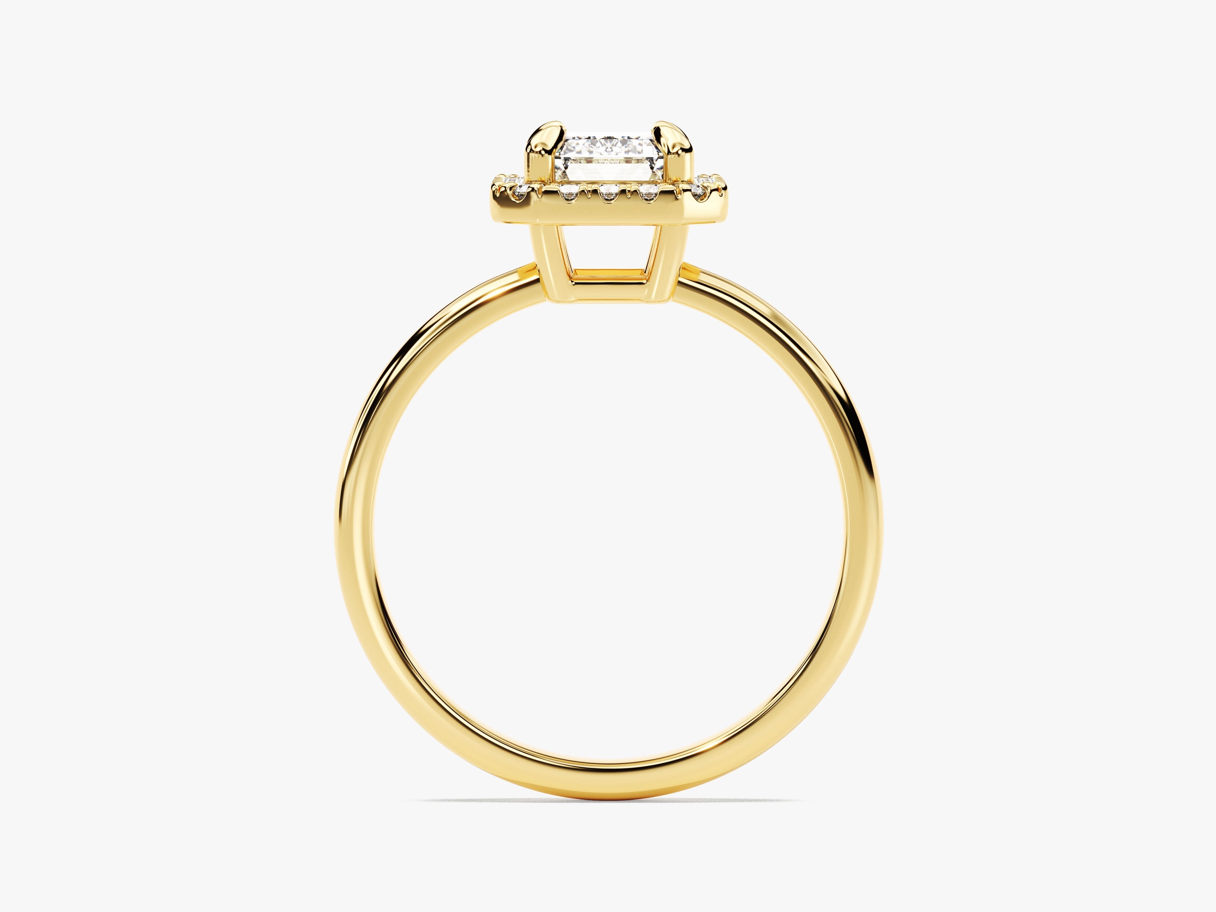 Moissanit Verlobungsring im Smaragdschliff Halo (1.00 CT)