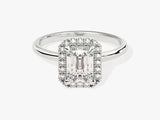 Moissanit Verlobungsring im Smaragdschliff Halo (1.00 CT)