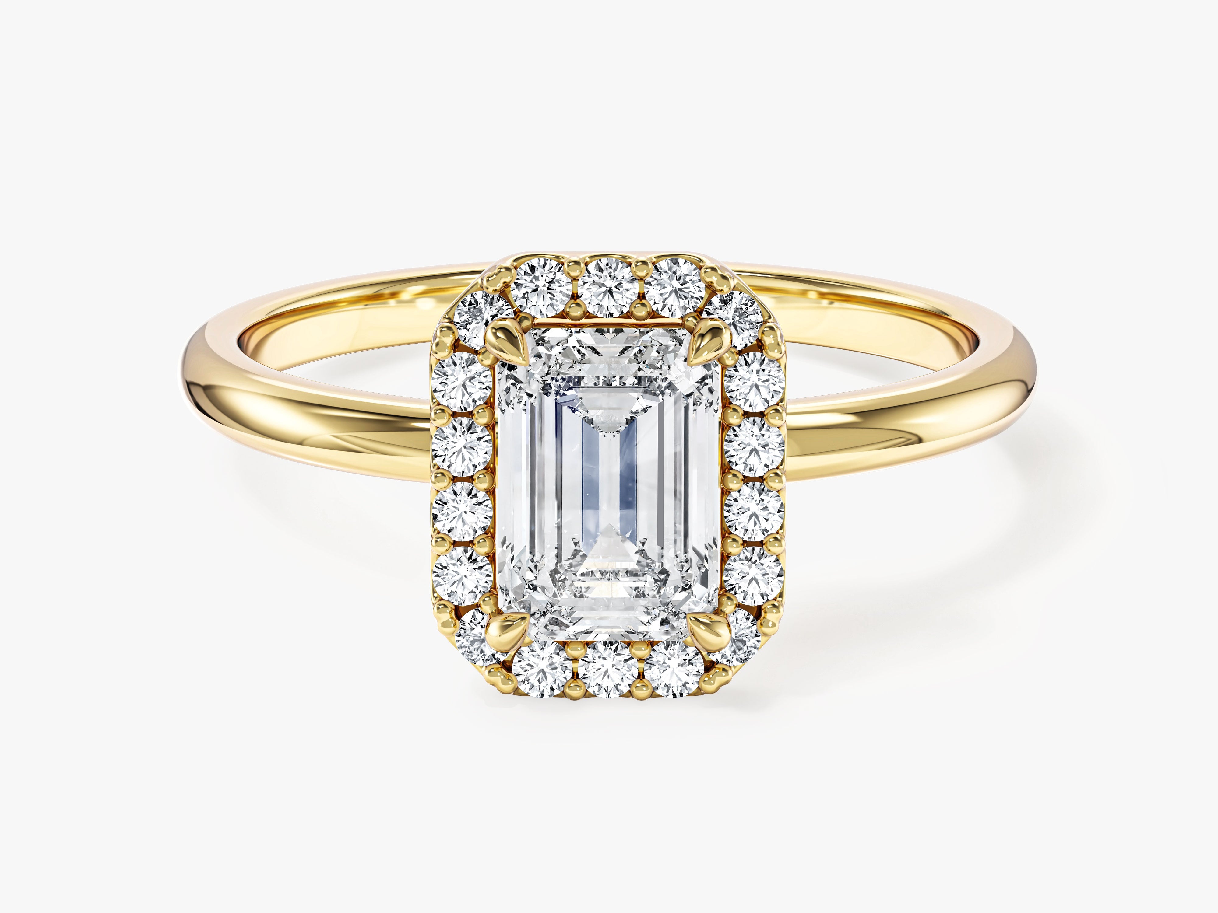 Moissanit Verlobungsring im Smaragdschliff Halo (1,00 CT)