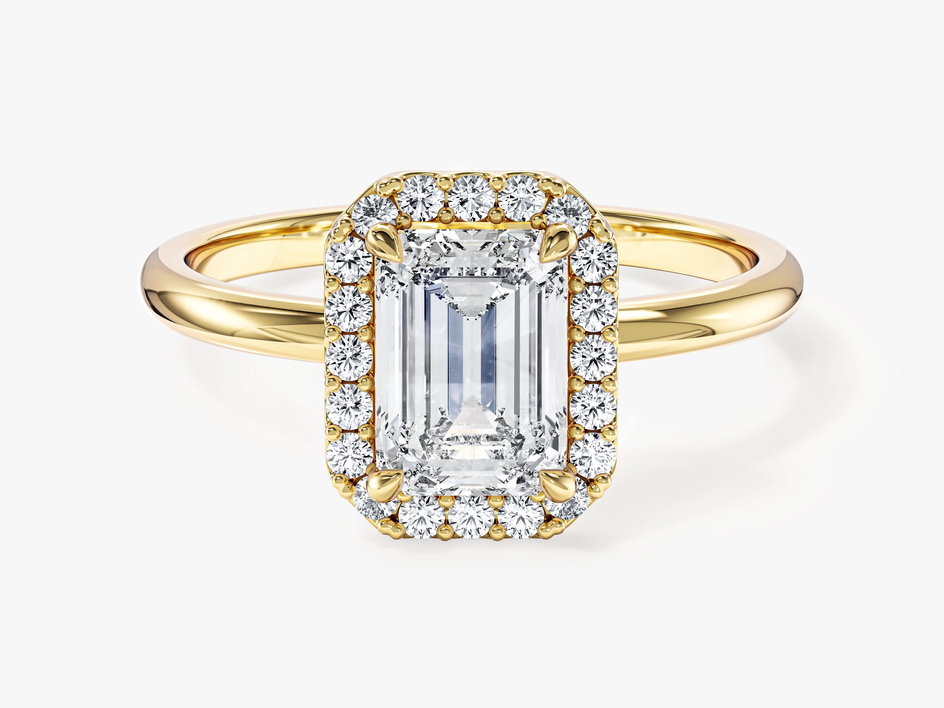 Moissanit Verlobungsring im Smaragdschliff Halo (1,50 CT)