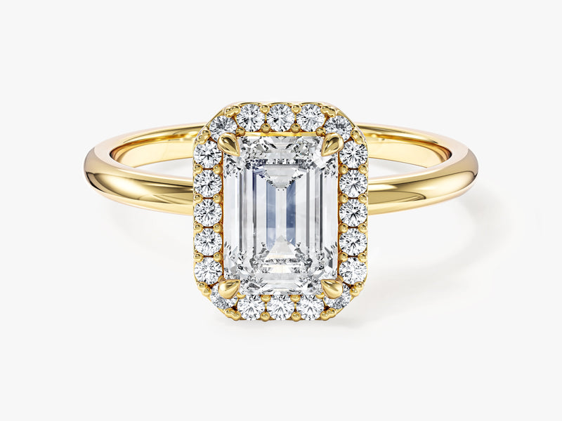 Moissanit Verlobungsring im Smaragdschliff Halo (1,50 CT)