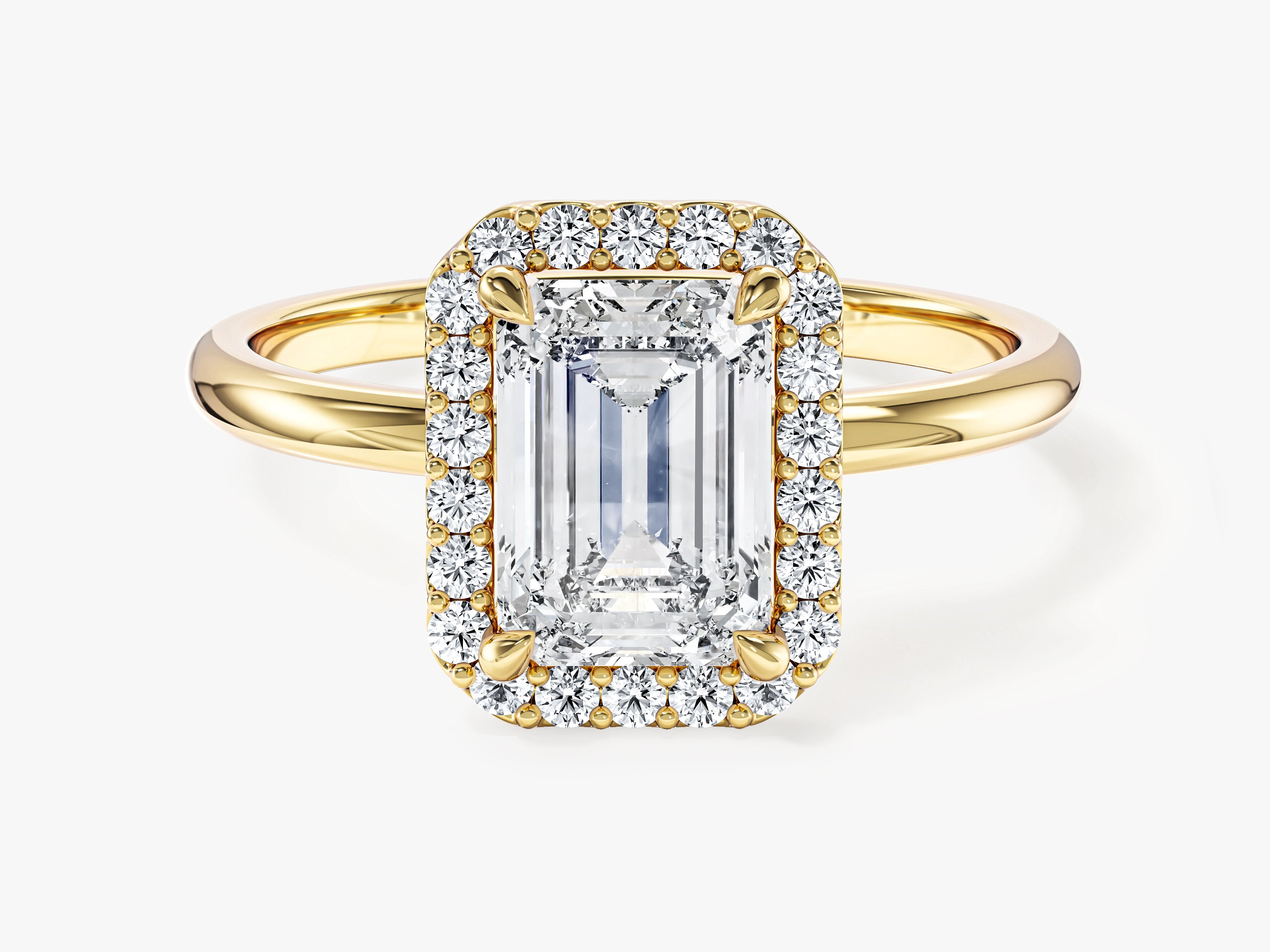 Moissanit Verlobungsring im Smaragdschliff Halo (2,00 CT)