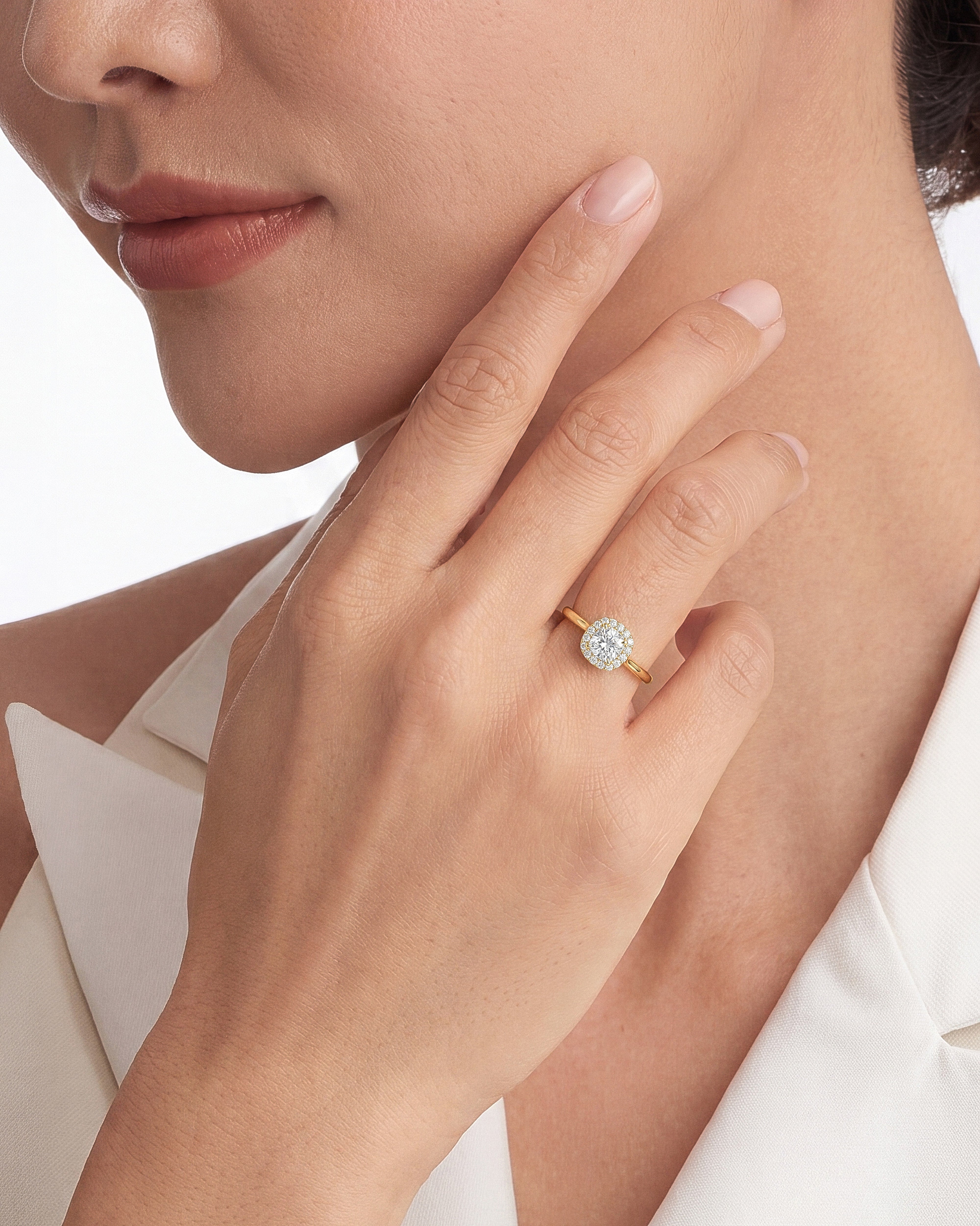 Cushion Halo Lab Grown Diamond Engagement Ring (1.00 CT)