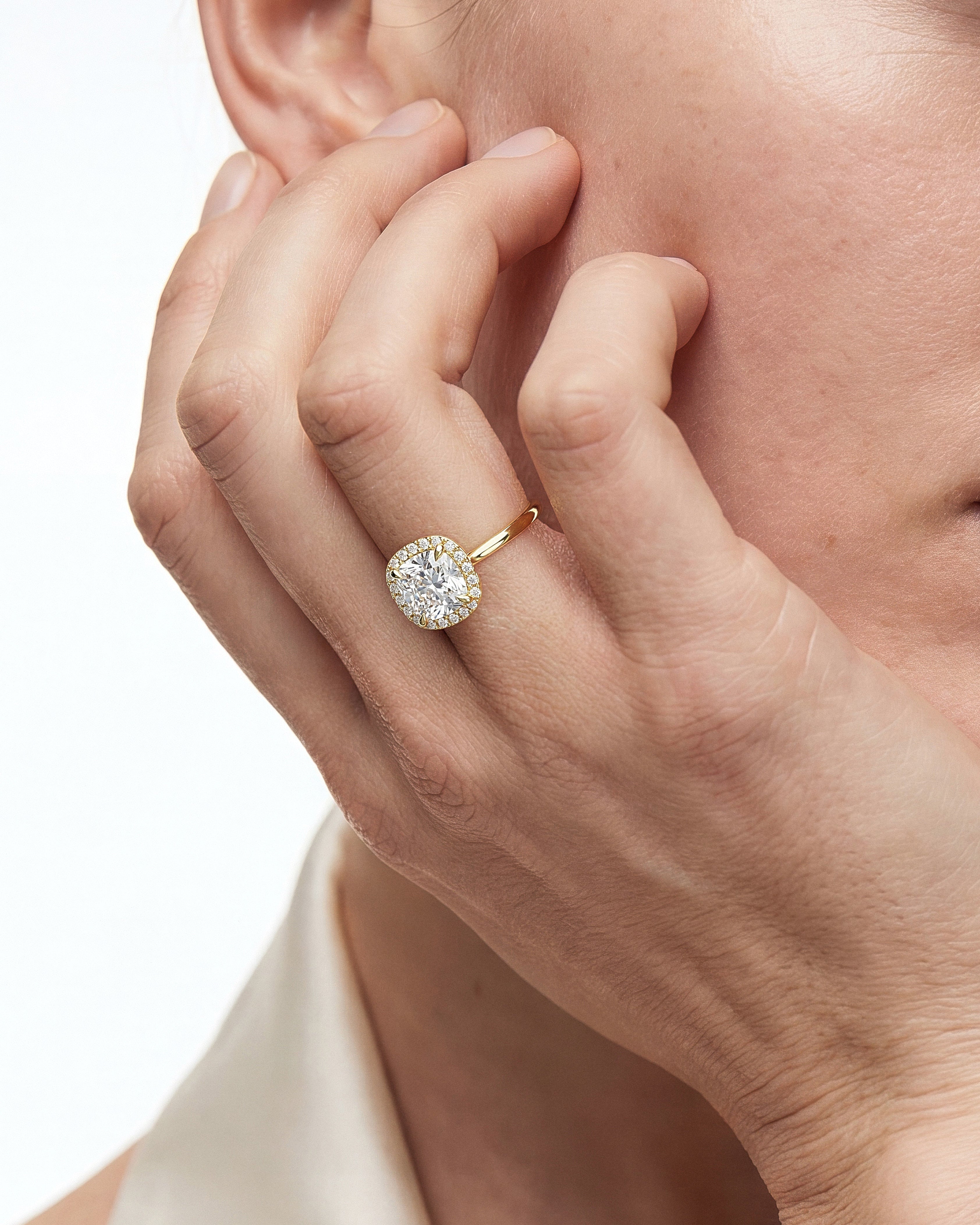 Cushion Halo Lab Grown Diamond Engagement Ring (2.00 CT)