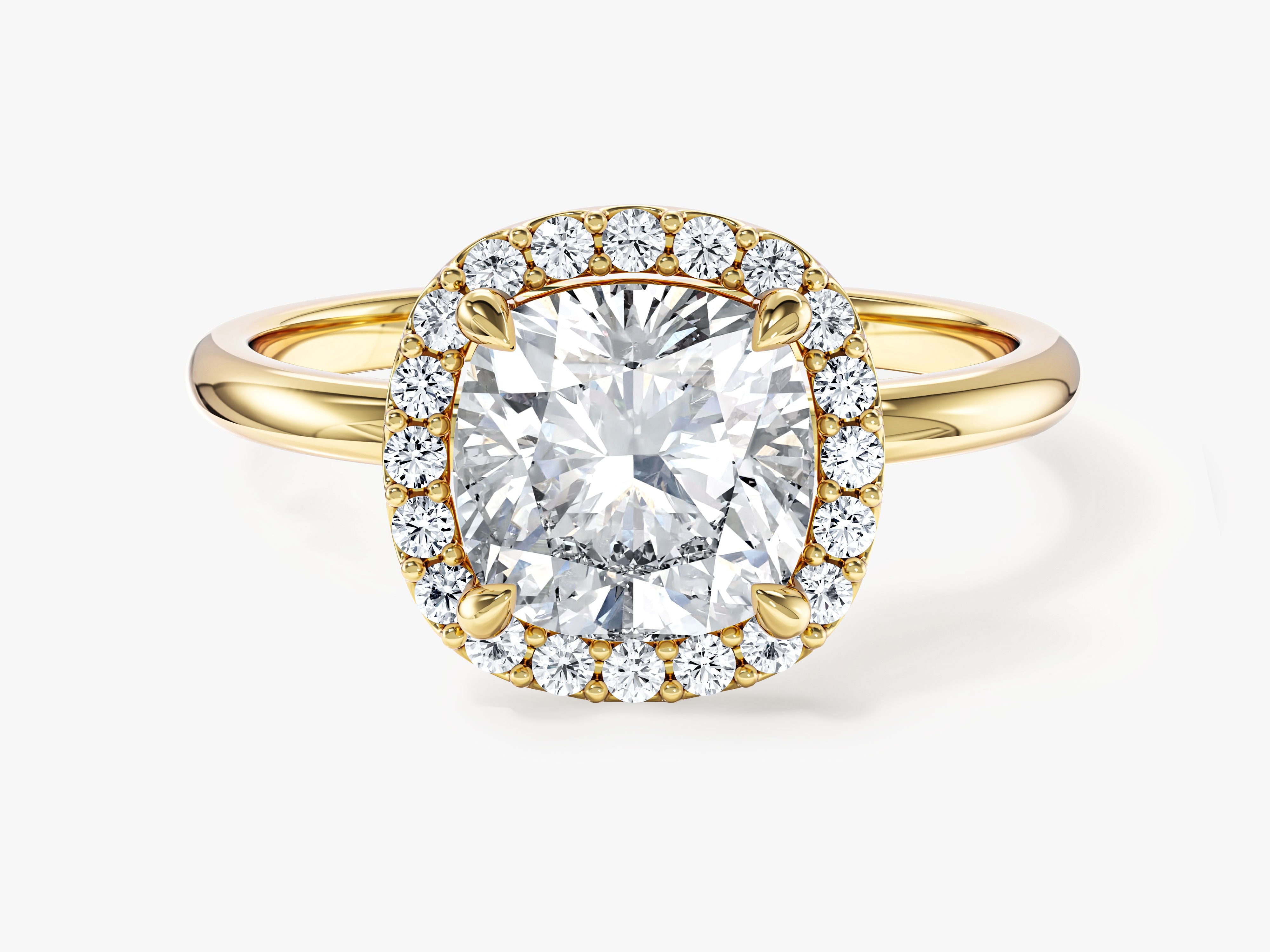 Moissanit Verlobungsring im Kissenschliff Halo (2,00 CT)