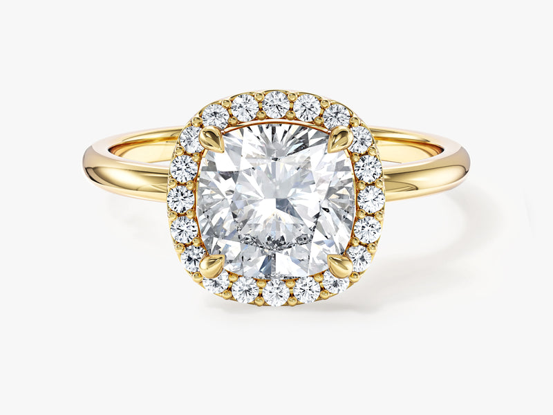 Moissanit Verlobungsring im Kissenschliff Halo (2,00 CT)