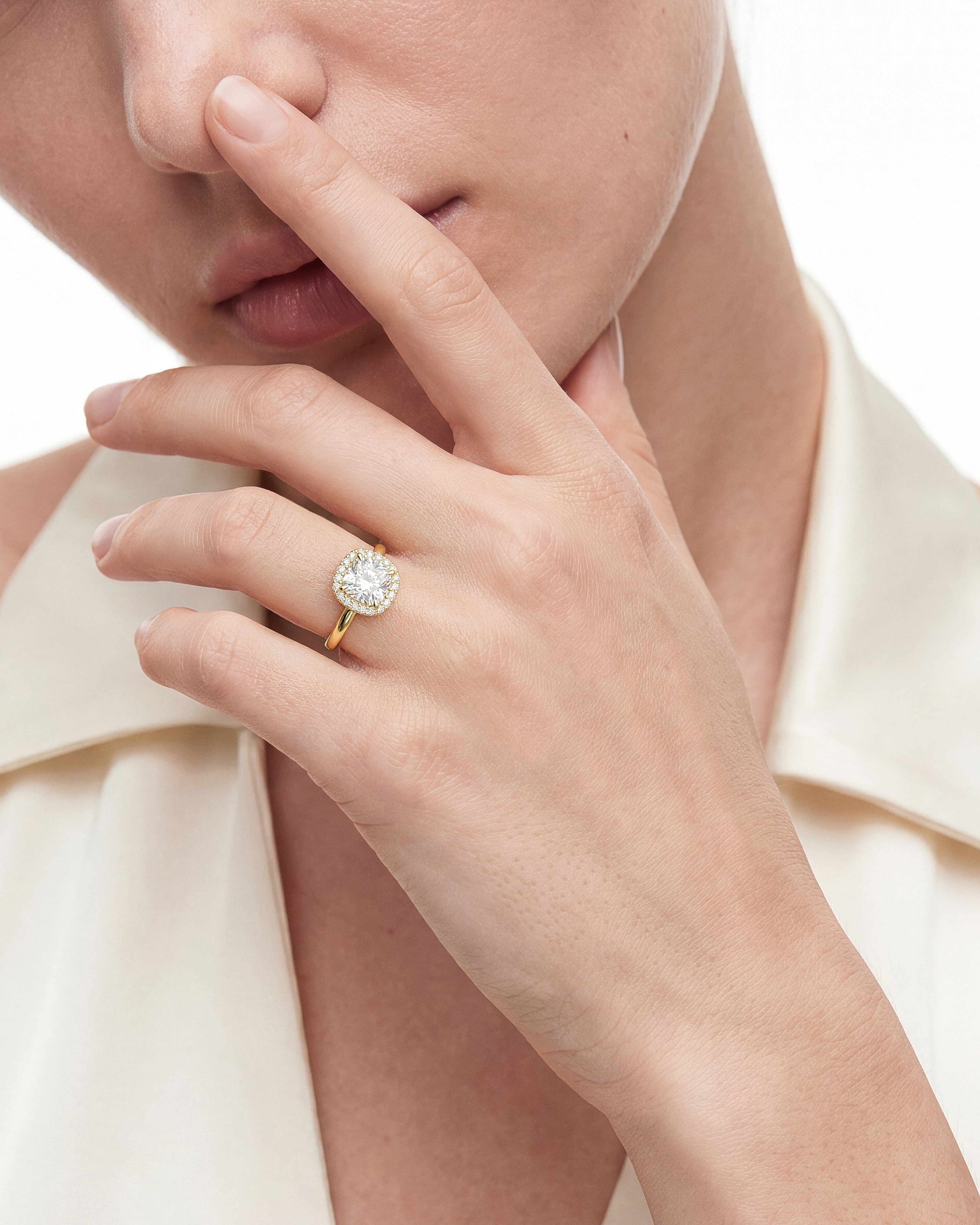 Cushion Halo Lab Grown Diamond Engagement Ring (2.00 CT)