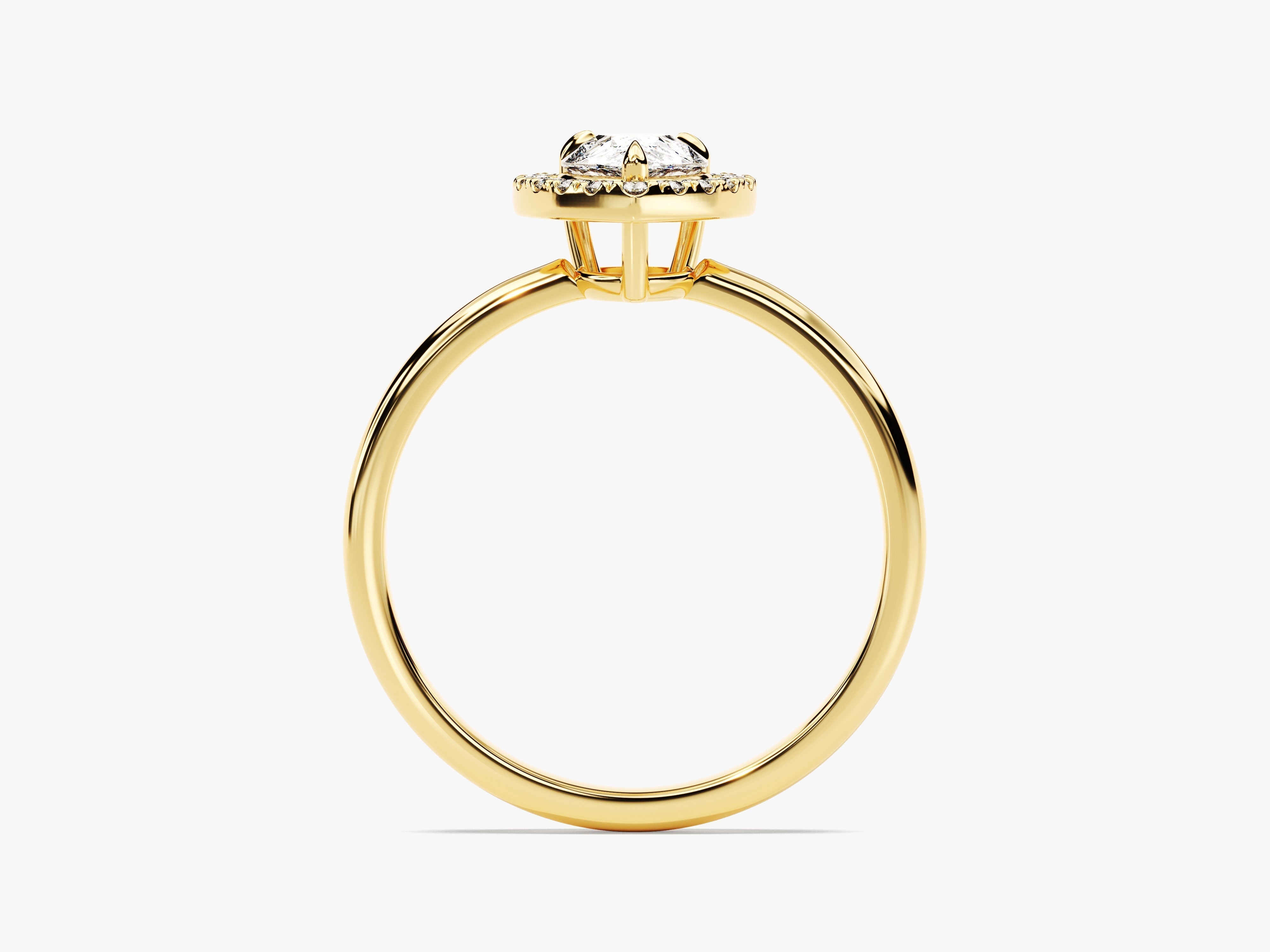 Moissanit Verlobungsring im Tropfenschliff Halo (1.00 CT)