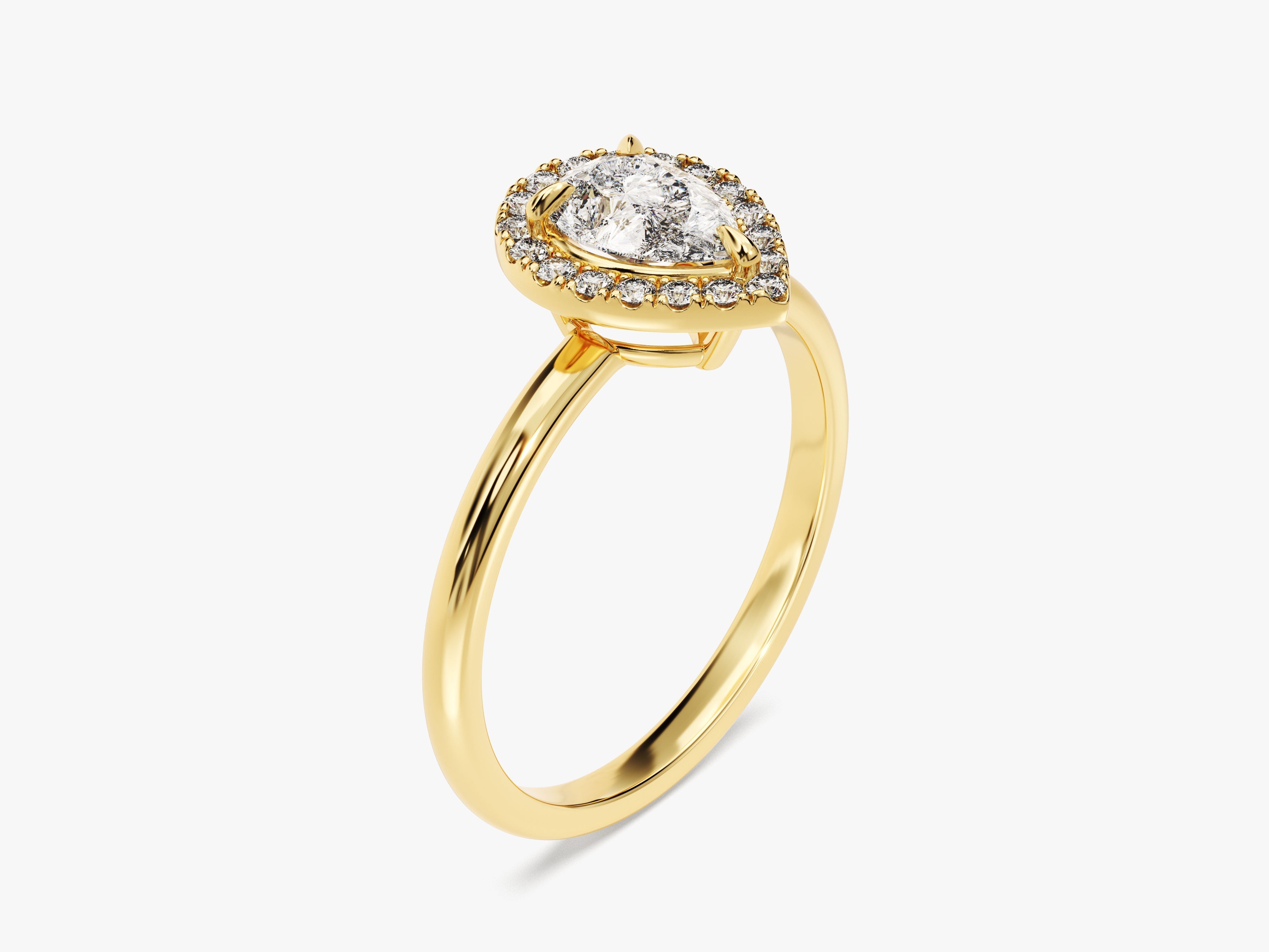 Labordiamant Verlobungsring im Tropfenschliff Halo (1.00 CT)