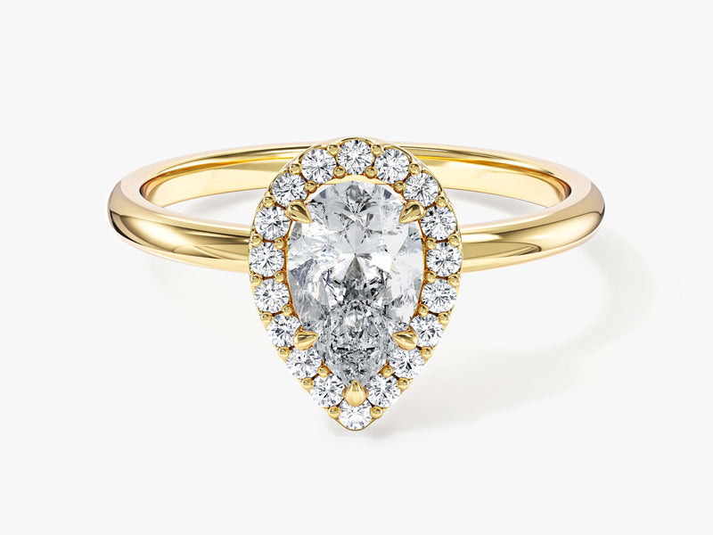 Moissanit Verlobungsring im Tropfenschliff Halo (1,00 CT)