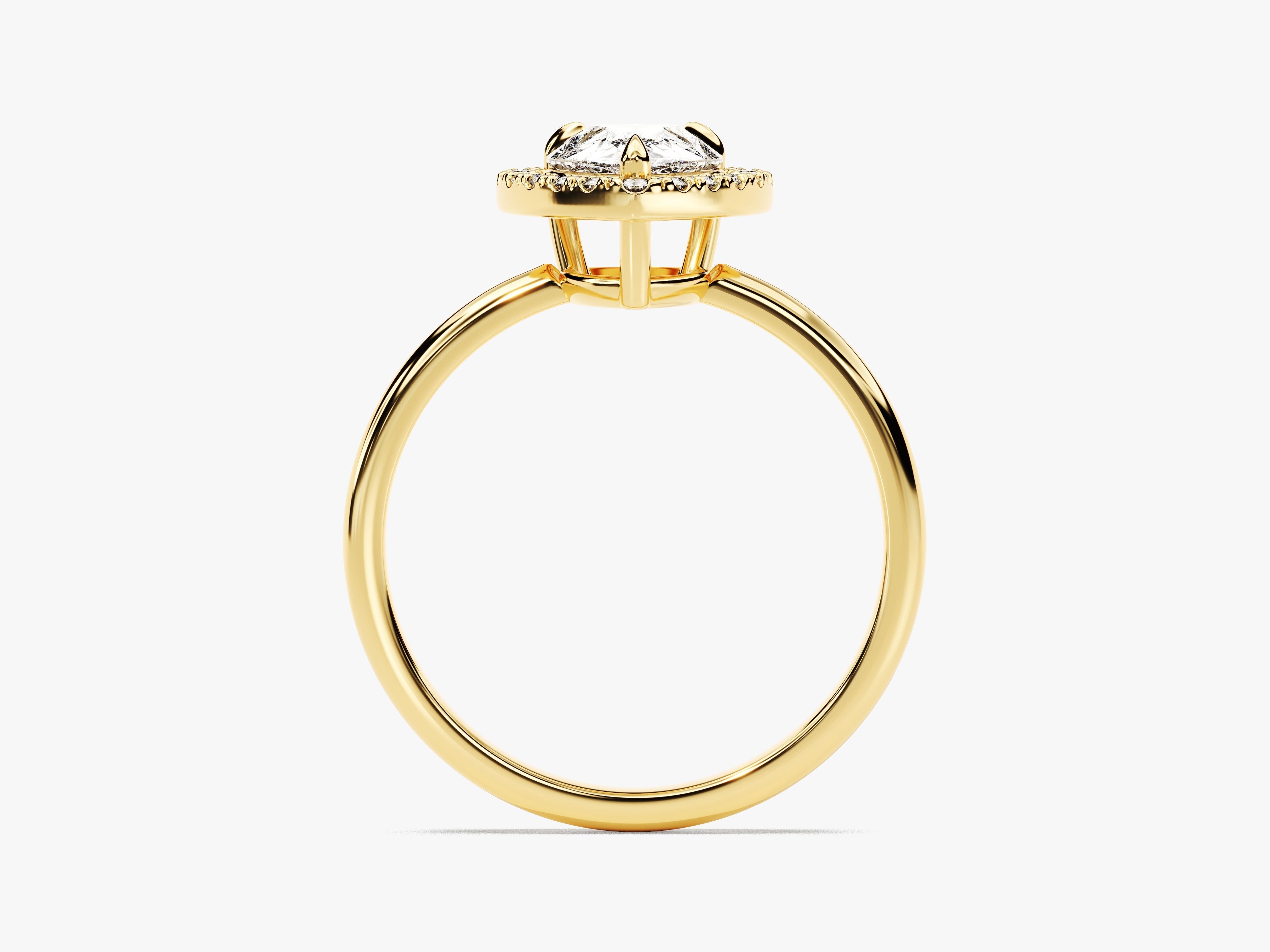 Moissanit Verlobungsring im Tropfenschliff Halo (1.50 CT)