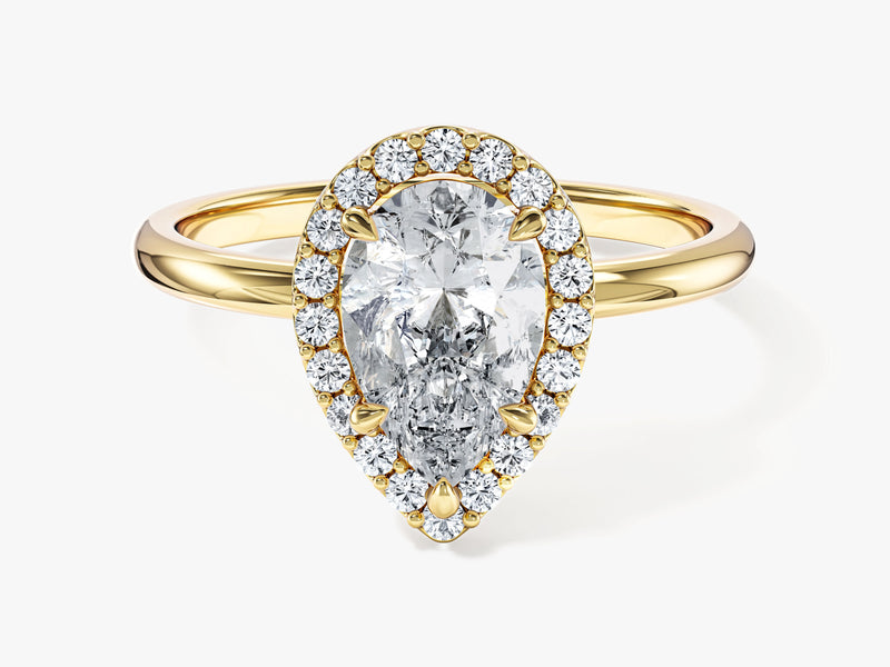 Moissanit Verlobungsring im Tropfenschliff Halo (1,50 CT)