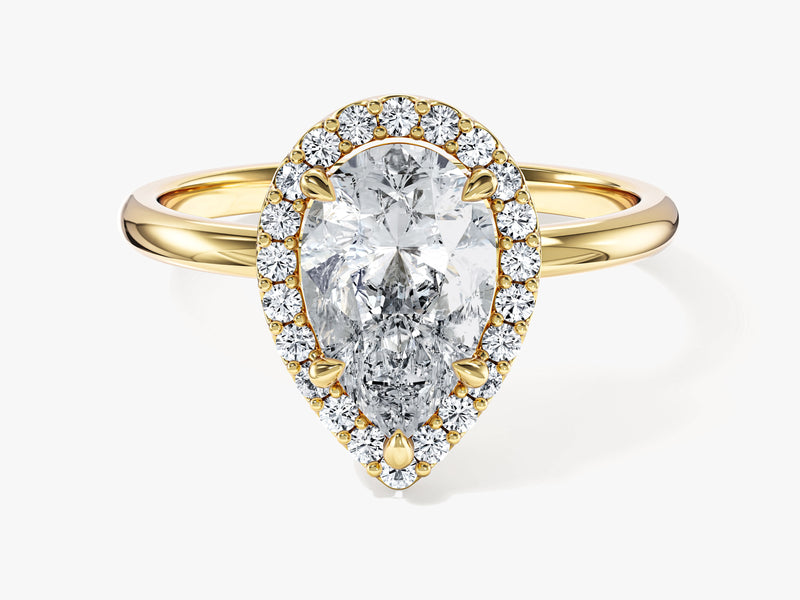 Moissanit Verlobungsring im Tropfenschliff Halo (2,00 CT)