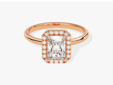 Labordiamant Verlobungsring im Radiantschliff Halo (1.00 CT)