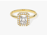 Labordiamant Verlobungsring im Radiantschliff Halo (1.00 CT)