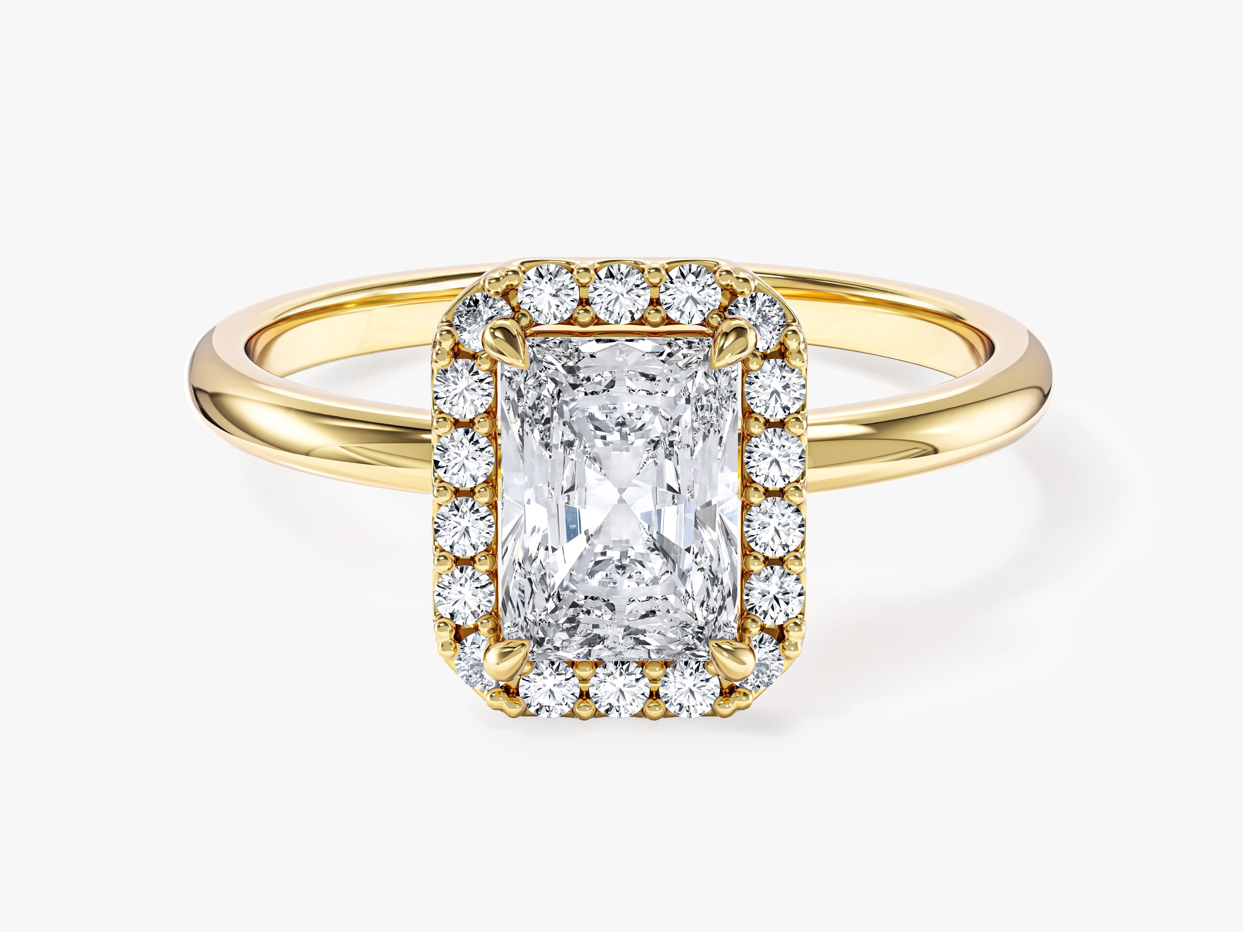 Moissanit Verlobungsring im Radiantschliff Halo (1,00 CT)