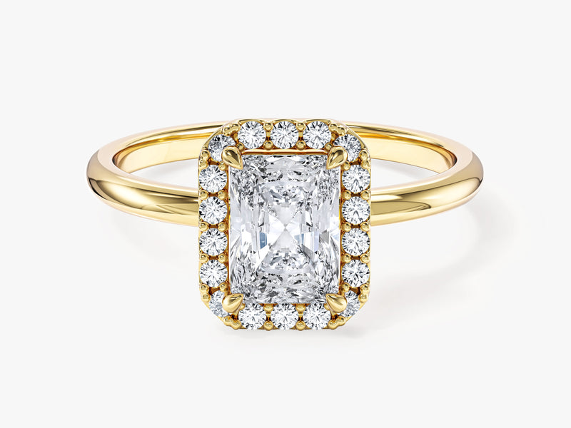 Moissanit Verlobungsring im Radiantschliff Halo (1,00 CT)