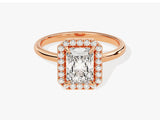 Moissanit Verlobungsring im Radiantschliff Halo (1.50 CT)