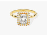 Labordiamant Verlobungsring im Radiantschliff Halo (1,50 CT)