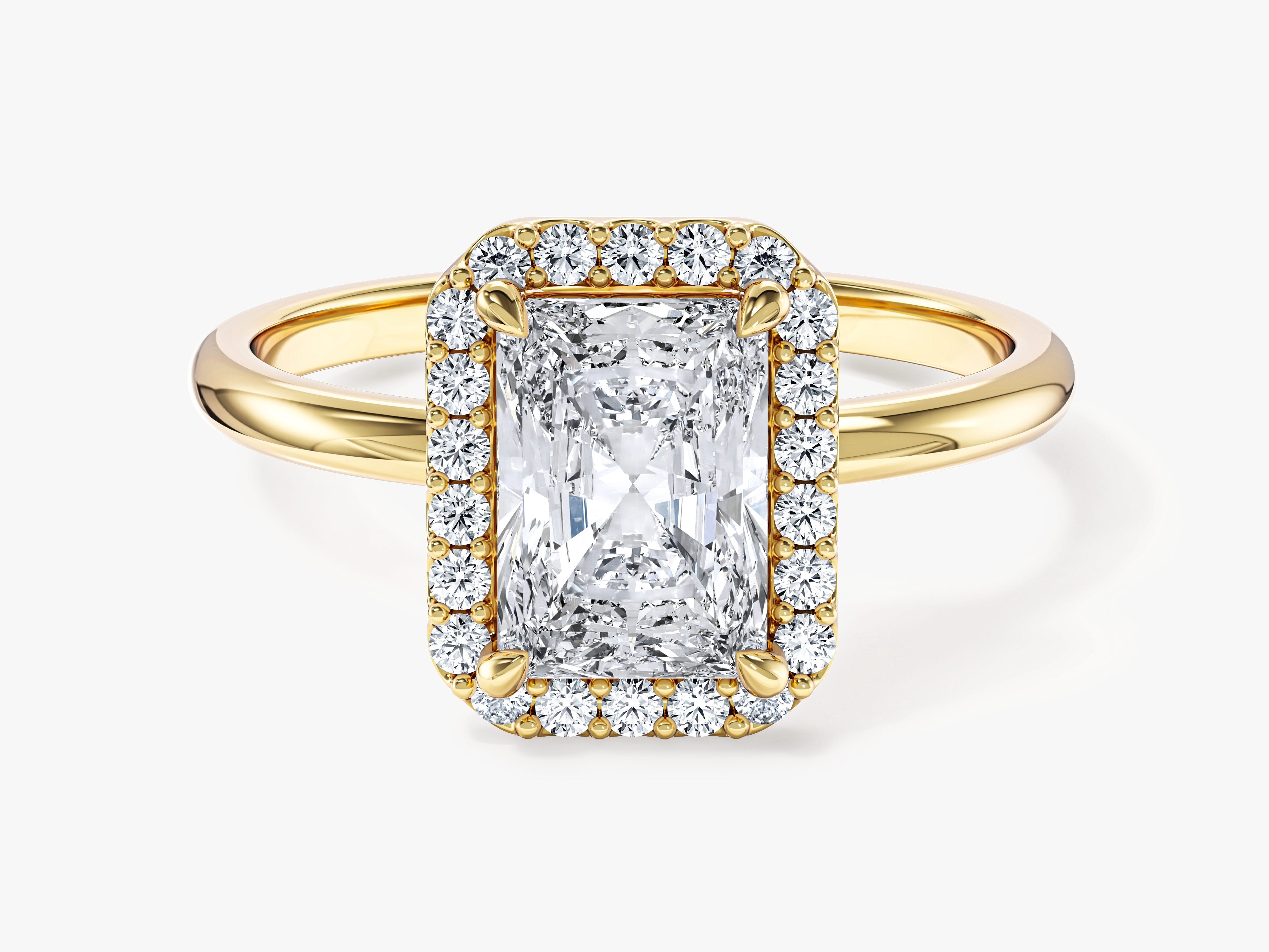 Moissanit Verlobungsring im Radiantschliff Halo (1,50 CT)