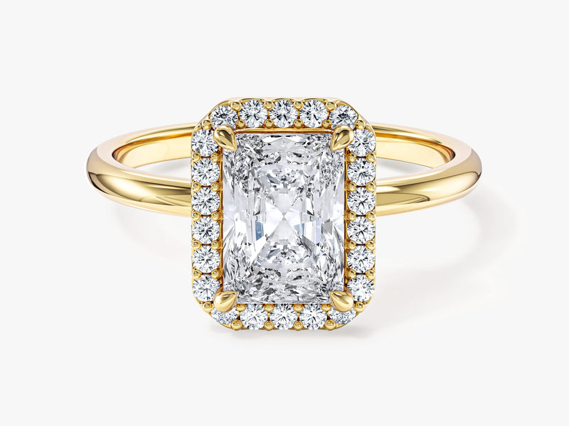 Moissanit Verlobungsring im Radiantschliff Halo (1,50 CT)