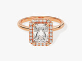Moissanit Verlobungsring im Radiantschliff Halo (2.00 CT)