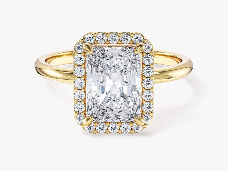 Moissanit Verlobungsring im Radiantschliff Halo (2,00 CT)