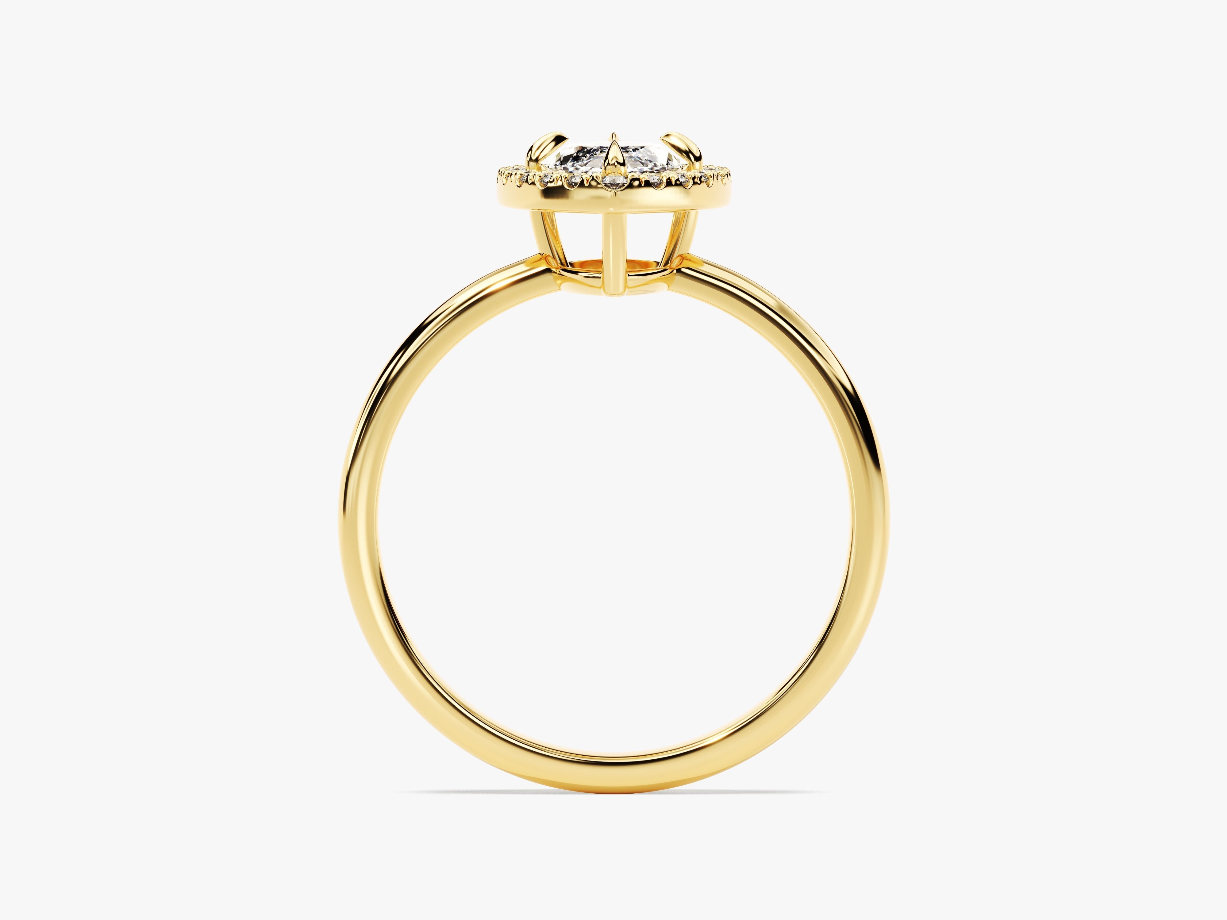 Moissanit Verlobungsring im Marquiseschliff Halo (1.00 CT)