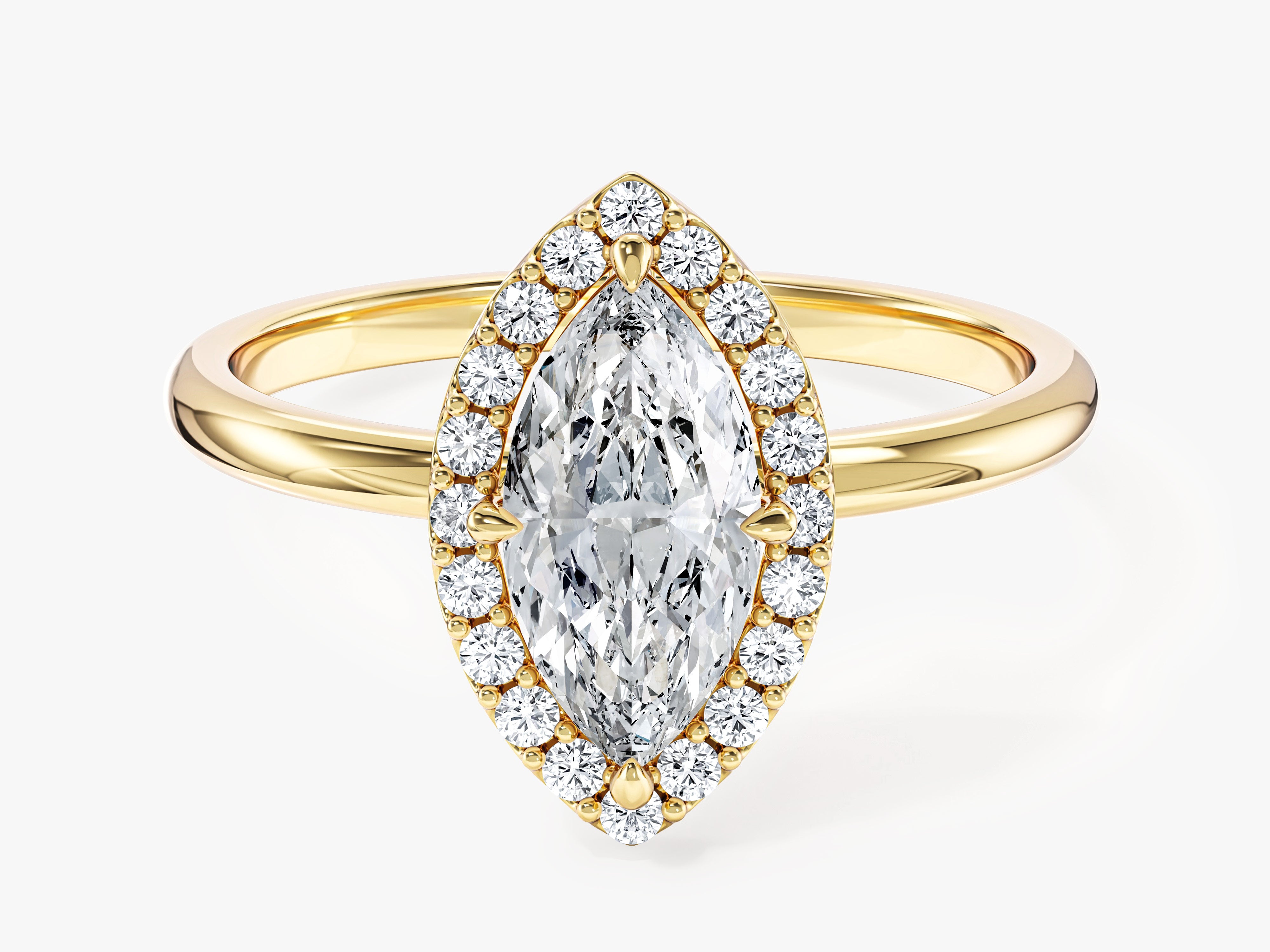 Labordiamant Verlobungsring im Marquiseschliff Halo (1.00 CT)