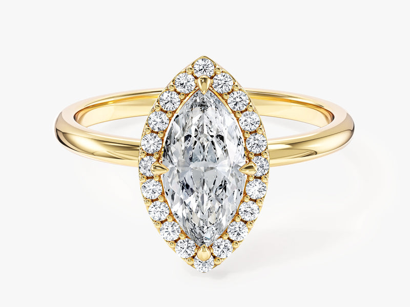 Labordiamant Verlobungsring im Marquiseschliff Halo (1.00 CT)