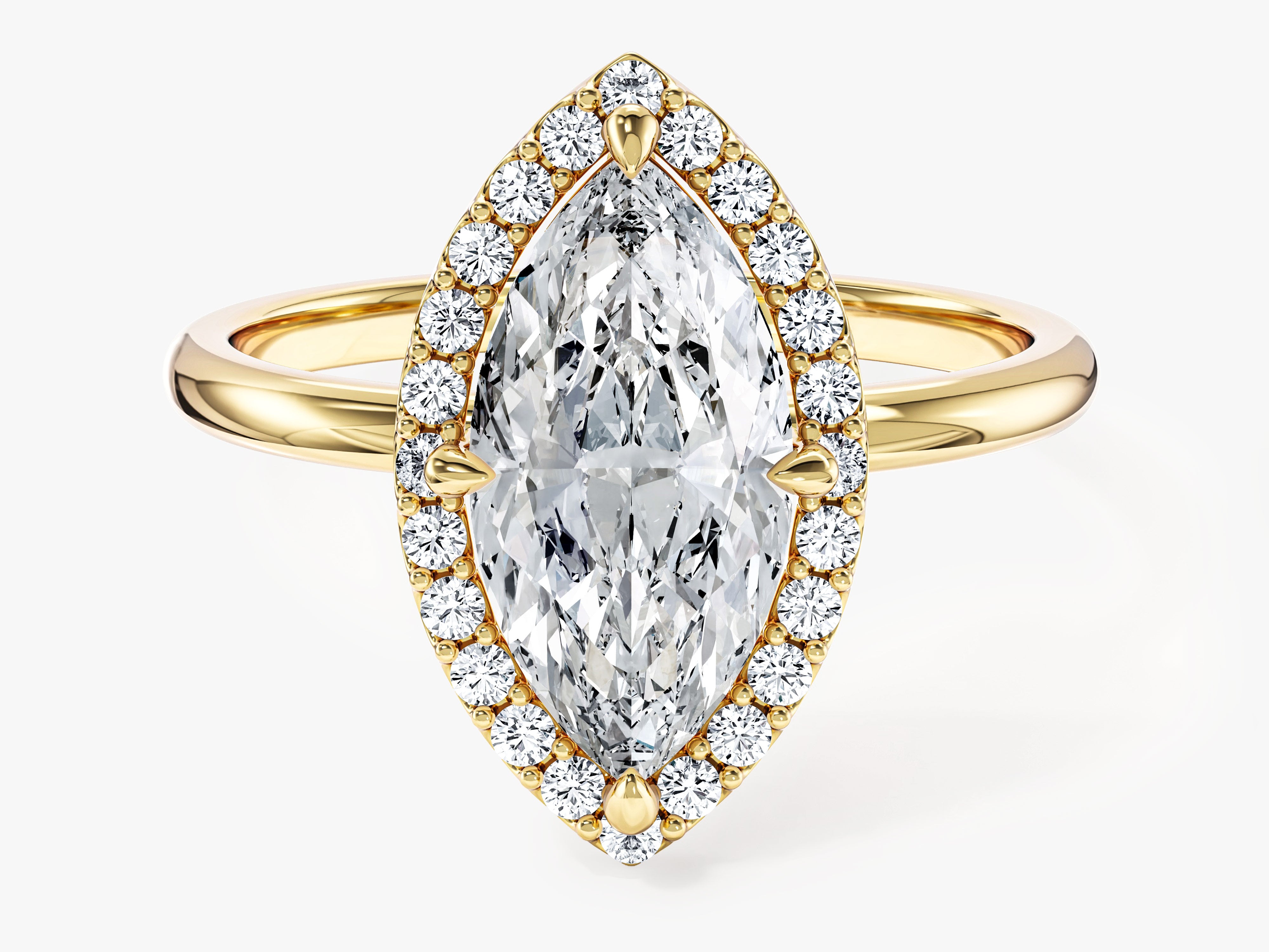 Moissanit Verlobungsring im Marquiseschliff Halo (2,00 CT)